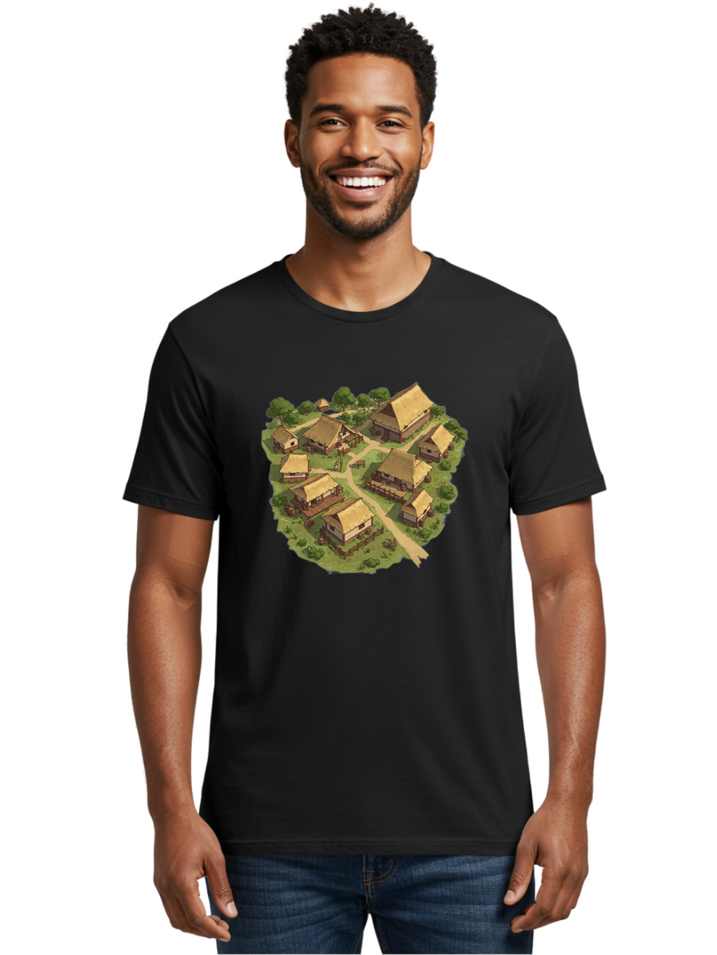 Village Men'S Graphic Tee, 100% Cotton, Comfortable Casual Summer Wear, Machine Washable, Vintage Camera, Old Camera, Antique Camera, Black Camera, Classic Photography, Photography Equipment, Nostalgic Device, Film Camera, Camera Art Bah341