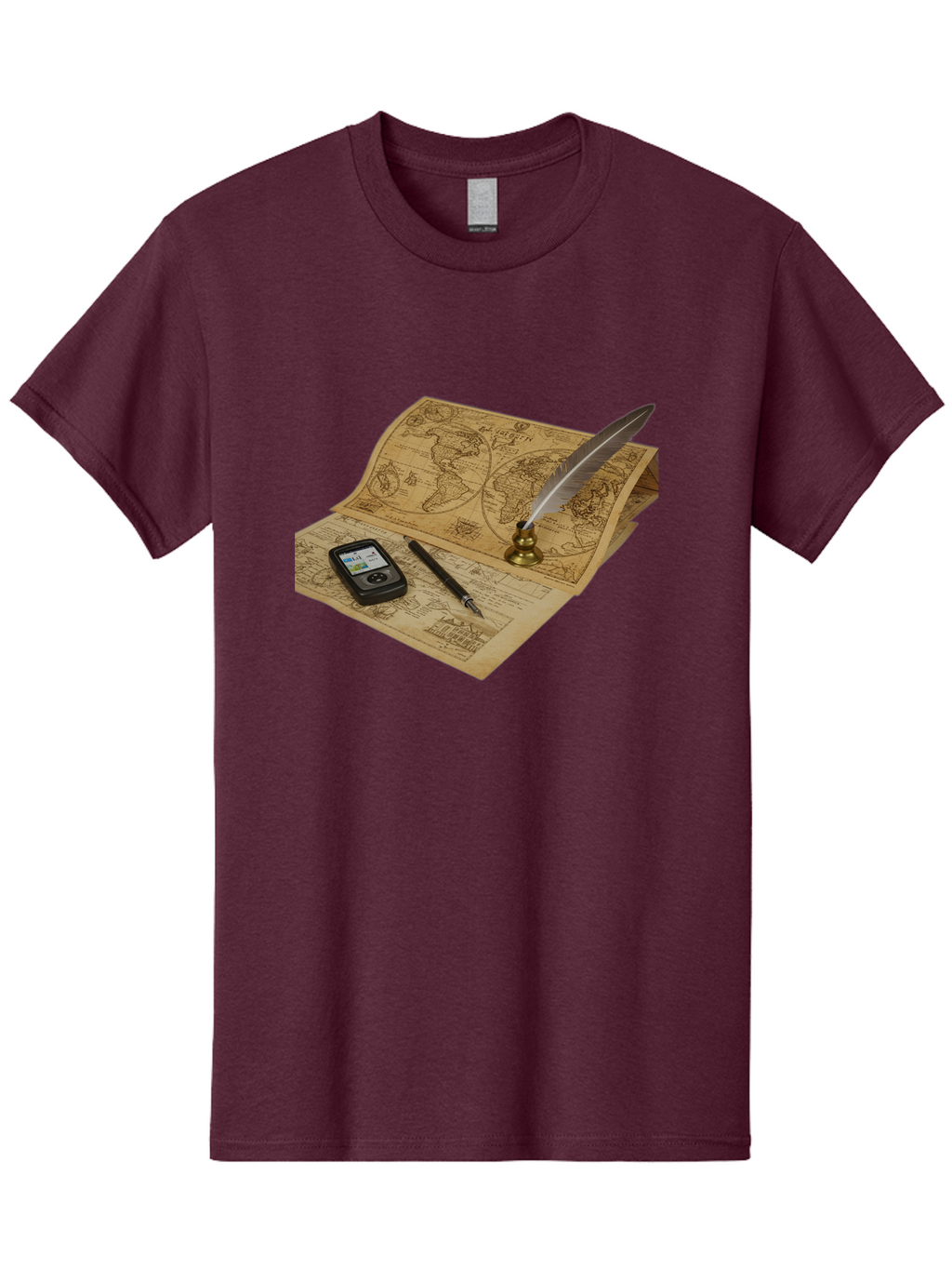 Vintage-Map Men'S Graphic Tee, 100% Cotton, Comfortable Casual Summer Wear, Machine Washable, Vintage Camera, Old Camera, Antique Camera, Black Camera, Classic Photography, Photography Equipment, Nostalgic Device, Film Camera, Camera Art Bah345