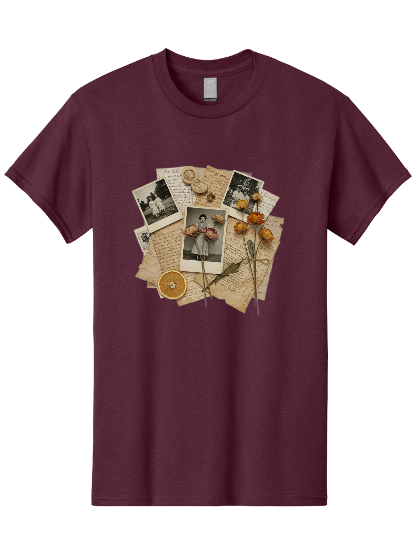 Vintage-Polaroids-And-Letters Men'S Graphic Tee, 100% Cotton, Comfortable Casual Summer Wear, Machine Washable, Vintage Camera, Old Camera, Antique Camera, Black Camera, Classic Photography, Photography Equipment, Nostalgic Device, Bah346