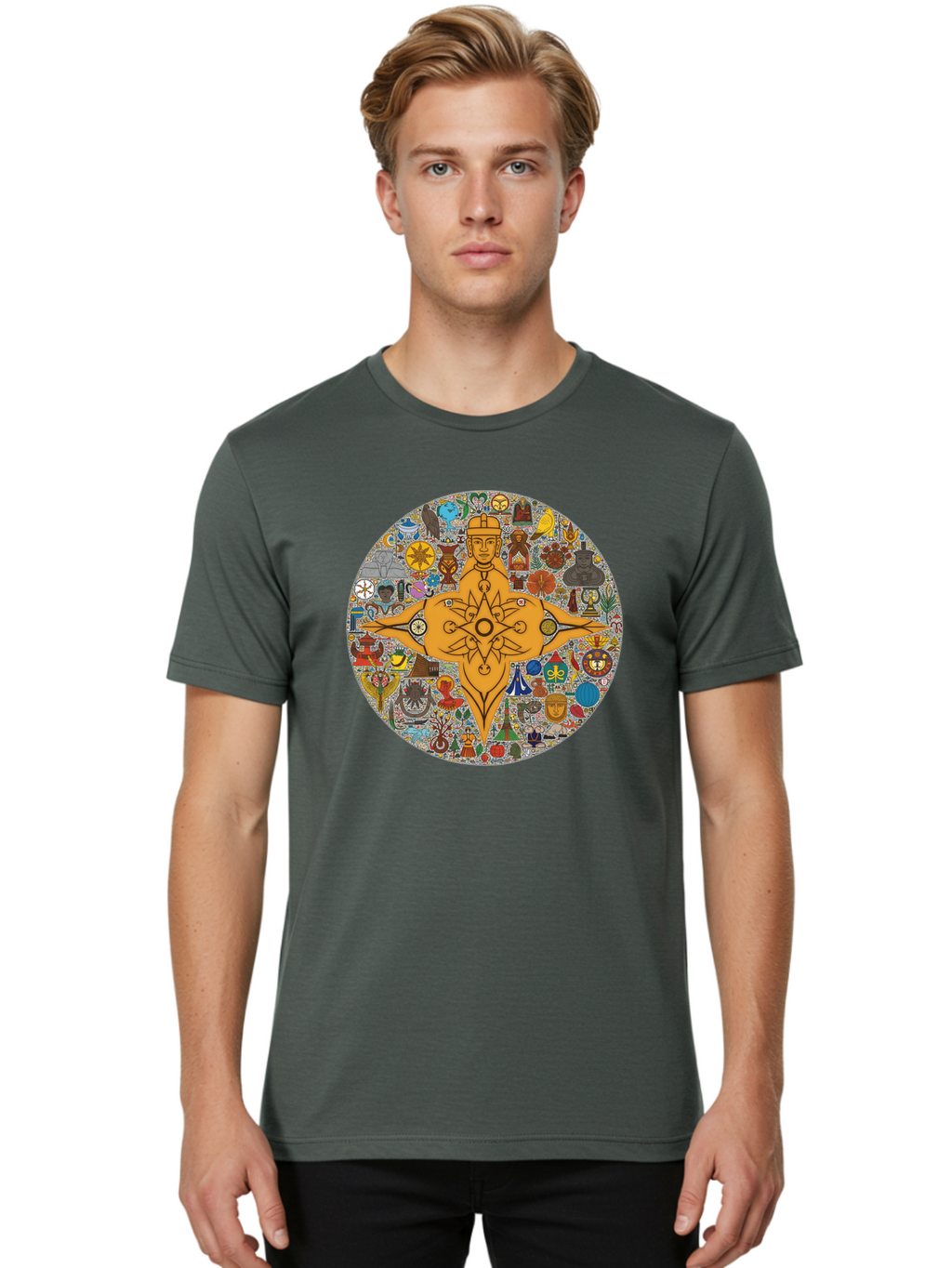 Vitruvian-Man Men'S Graphic Tee, 100% Cotton, Comfortable Casual Summer Wear, Machine Washable, Vintage Camera, Old Camera, Antique Camera, Black Camera, Classic Photography, Photography Equipment, Nostalgic Device, Film Camera, Camera Art Bah350