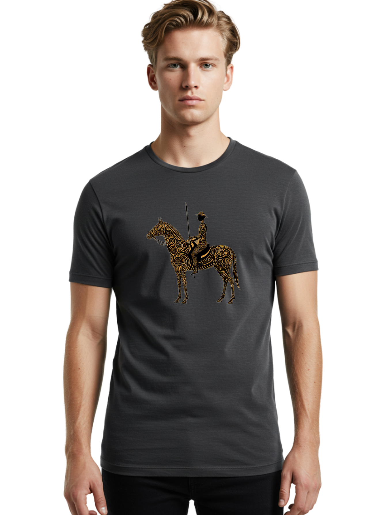 Warrior-On-Horseback Men'S Graphic Tee, 100% Cotton, Comfortable Casual Summer Wear, Machine Washable, Vintage Camera, Old Camera, Antique Camera, Black Camera, Classic Photography, Photography Equipment, Nostalgic Device, Film Camera, Bah356
