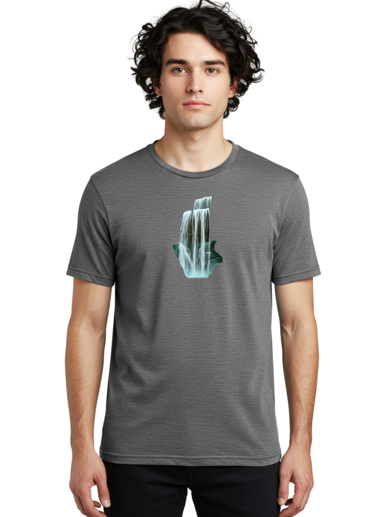 Waterfall Men'S Graphic Tee, 100% Cotton, Comfortable Casual Summer Wear, Machine Washable, Vintage Camera, Old Camera, Antique Camera, Black Camera, Classic Photography, Photography Equipment, Nostalgic Device, Film Camera, Camera Art Bah362