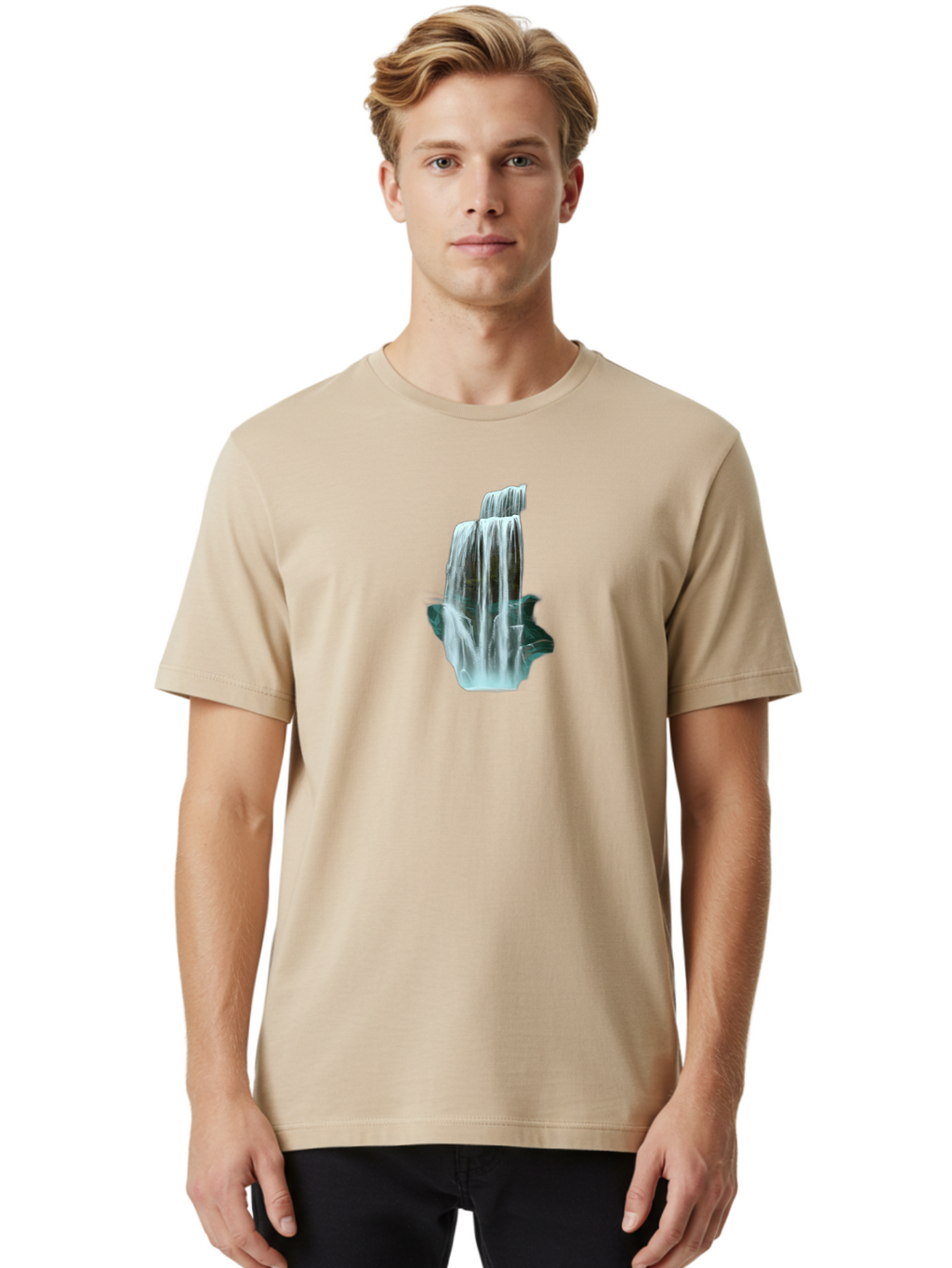 Waterfall Men'S Graphic Tee, 100% Cotton, Comfortable Casual Summer Wear, Machine Washable, Vintage Camera, Old Camera, Antique Camera, Black Camera, Classic Photography, Photography Equipment, Nostalgic Device, Film Camera, Camera Art Bah362