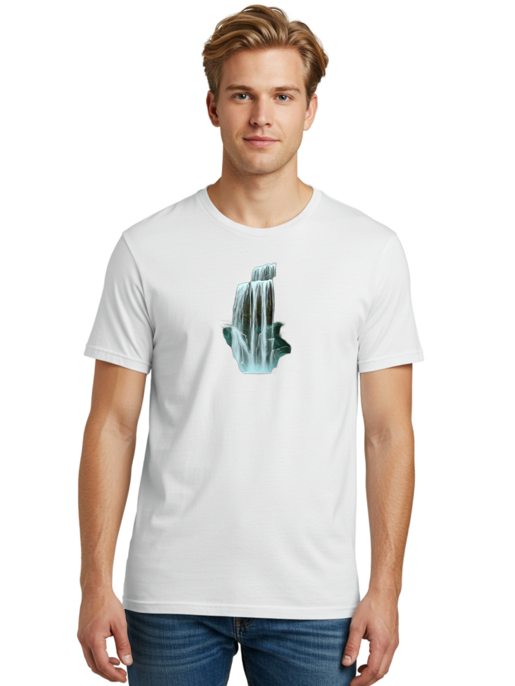 Waterfall Men'S Graphic Tee, 100% Cotton, Comfortable Casual Summer Wear, Machine Washable, Vintage Camera, Old Camera, Antique Camera, Black Camera, Classic Photography, Photography Equipment, Nostalgic Device, Film Camera, Camera Art Bah362