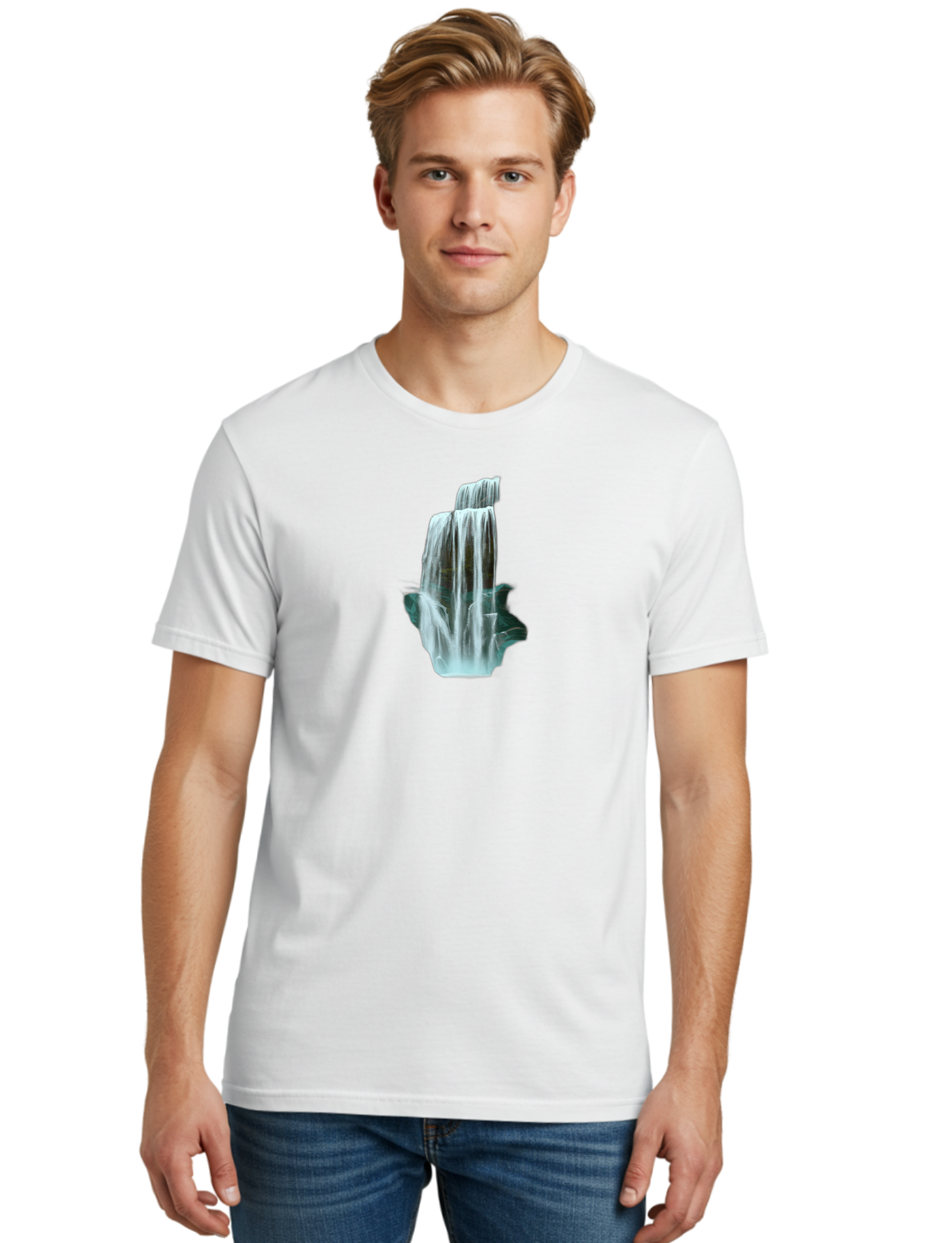Waterfall Men'S Graphic Tee, 100% Cotton, Comfortable Casual Summer Wear, Machine Washable, Vintage Camera, Old Camera, Antique Camera, Black Camera, Classic Photography, Photography Equipment, Nostalgic Device, Film Camera, Camera Art Bah362