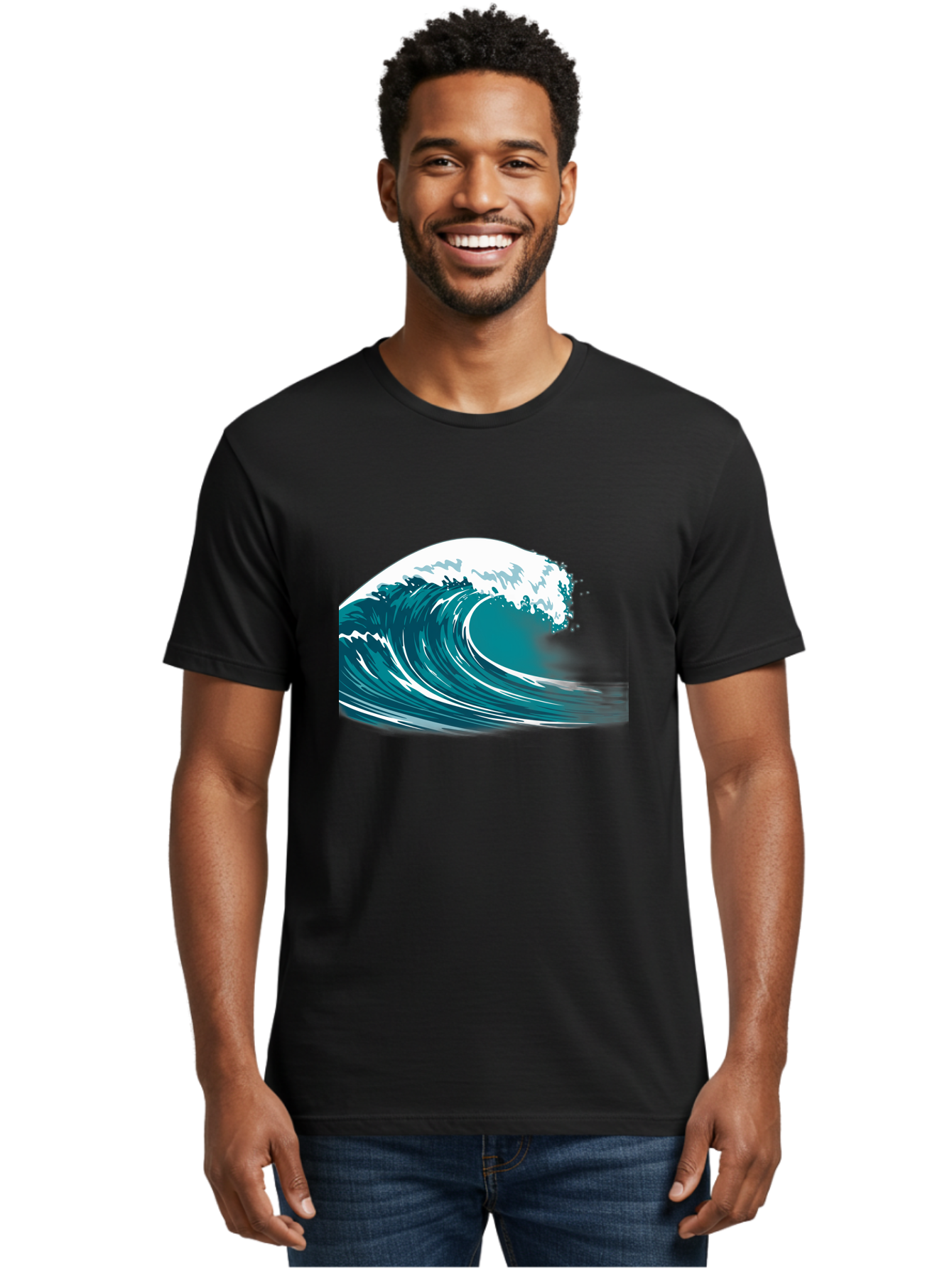 Wave Men'S Graphic Tee, 100% Cotton, Comfortable Casual Summer Wear, Machine Washable, Vintage Camera, Old Camera, Antique Camera, Black Camera, Classic Photography, Photography Equipment, Nostalgic Device, Film Camera, Camera Art Bah364