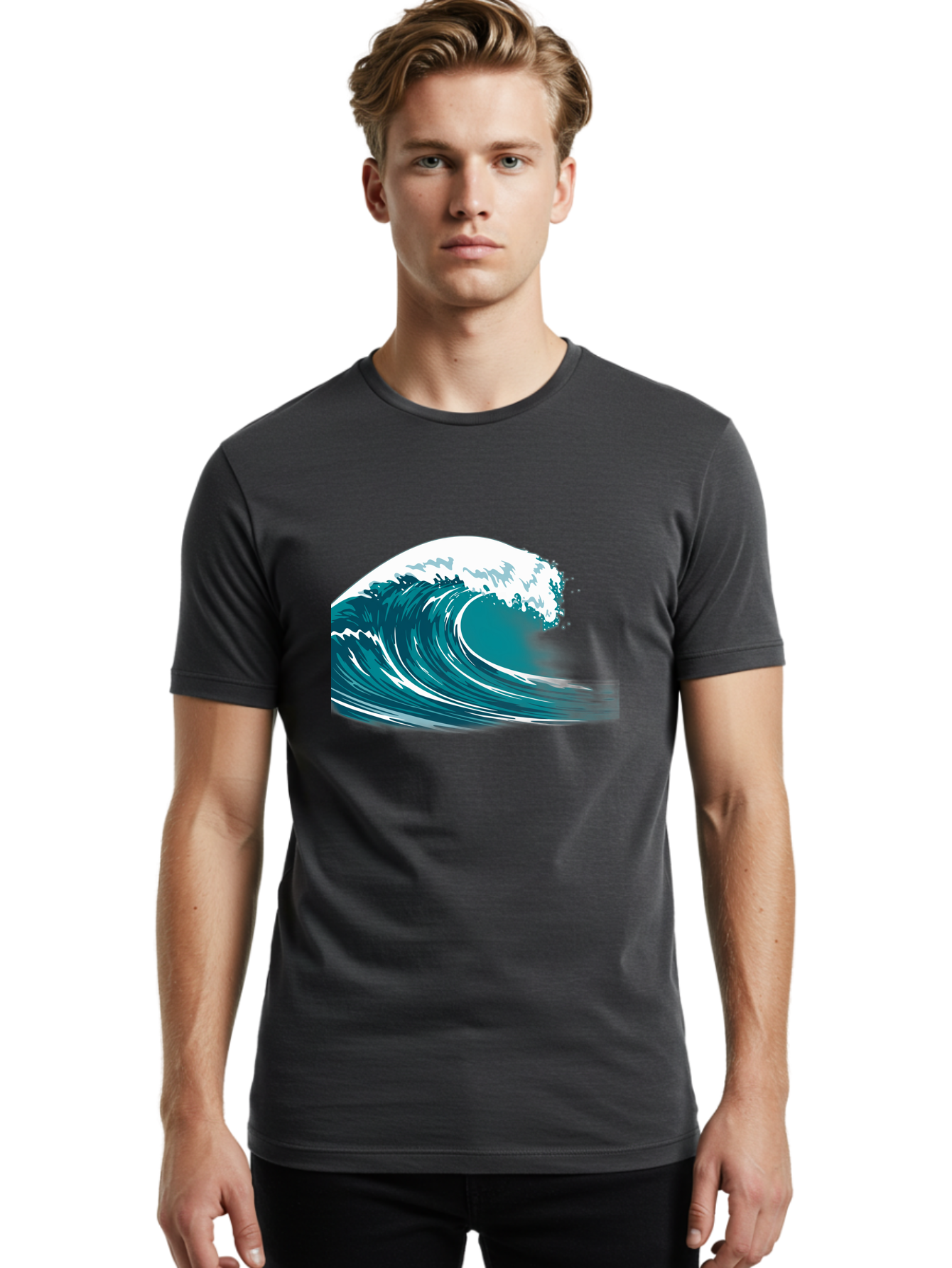 Wave Men'S Graphic Tee, 100% Cotton, Comfortable Casual Summer Wear, Machine Washable, Vintage Camera, Old Camera, Antique Camera, Black Camera, Classic Photography, Photography Equipment, Nostalgic Device, Film Camera, Camera Art Bah364