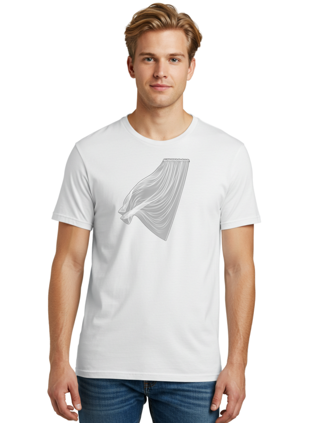 White-Curtain-1 Men'S Graphic Tee, 100% Cotton, Comfortable Casual Summer Wear, Machine Washable, Vintage Camera, Old Camera, Antique Camera, Black Camera, Classic Photography, Photography Equipment, Nostalgic Device, Film Camera, Camera Art Bah370