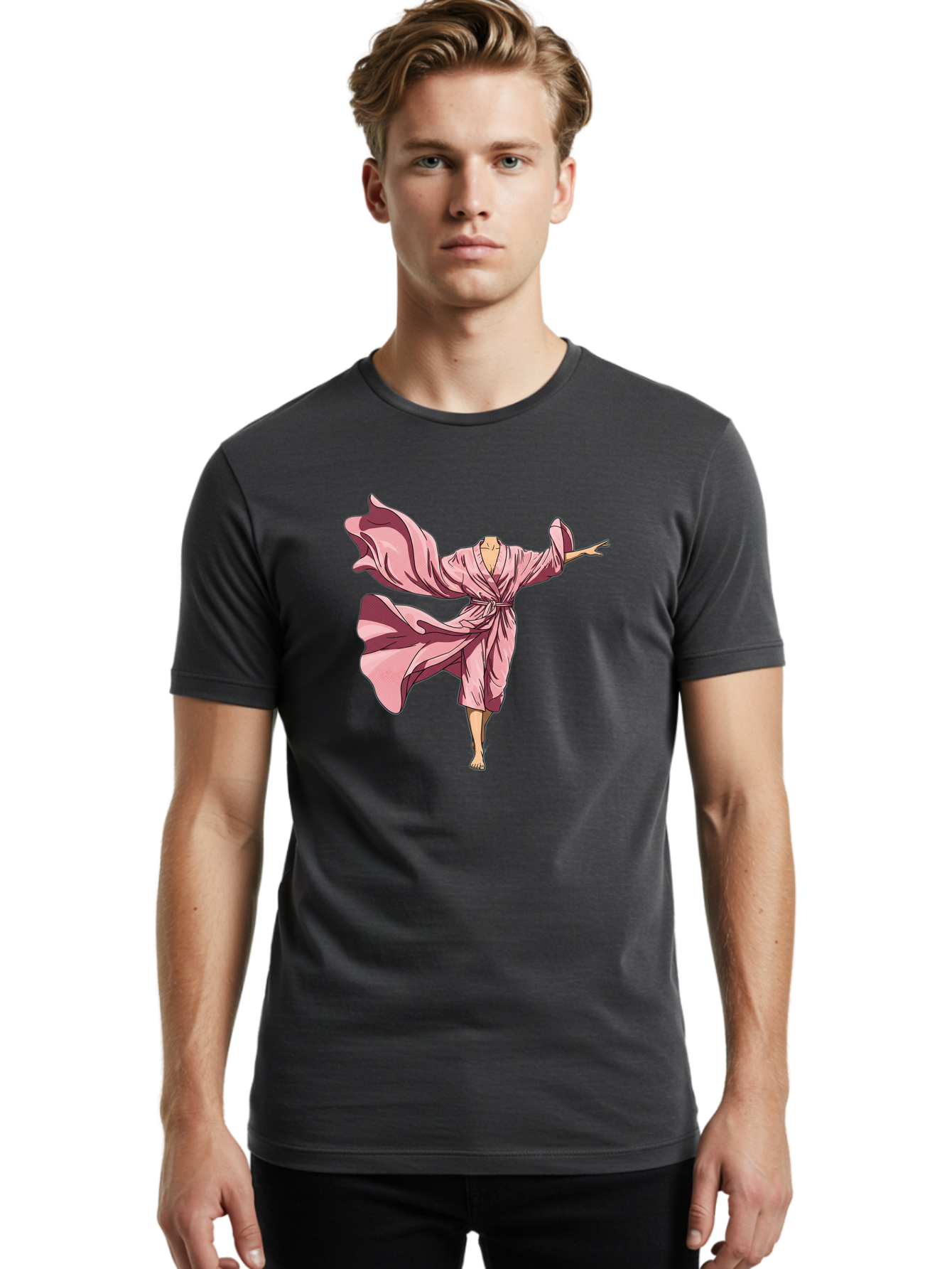 Woman-In-Flowing-Pink-Robe Men'S Graphic Tee, 100% Cotton, Comfortable Casual Summer Wear, Machine Washable, Vintage Camera, Old Camera, Antique Camera, Black Camera, Classic Photography, Photography Equipment, Nostalgic Device, Film Camera, Bah391