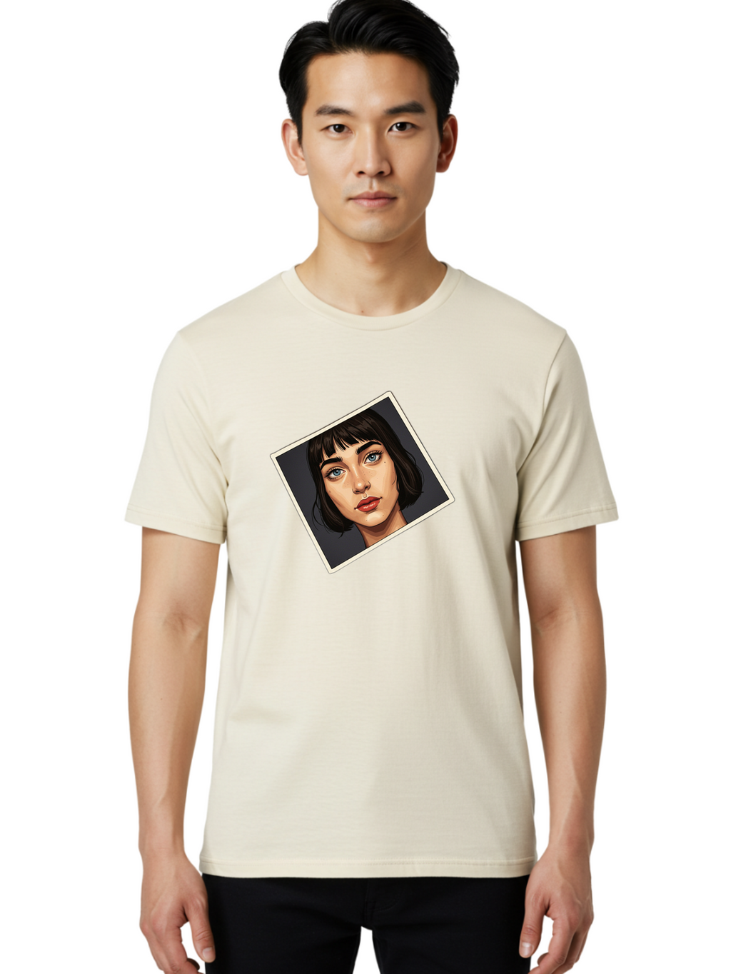 Woman-Portrait Men'S Graphic Tee, 100% Cotton, Comfortable Casual Summer Wear, Machine Washable, Vintage Camera, Old Camera, Antique Camera, Black Camera, Classic Photography, Photography Equipment, Nostalgic Device, Film Camera, Camera Art Bah394