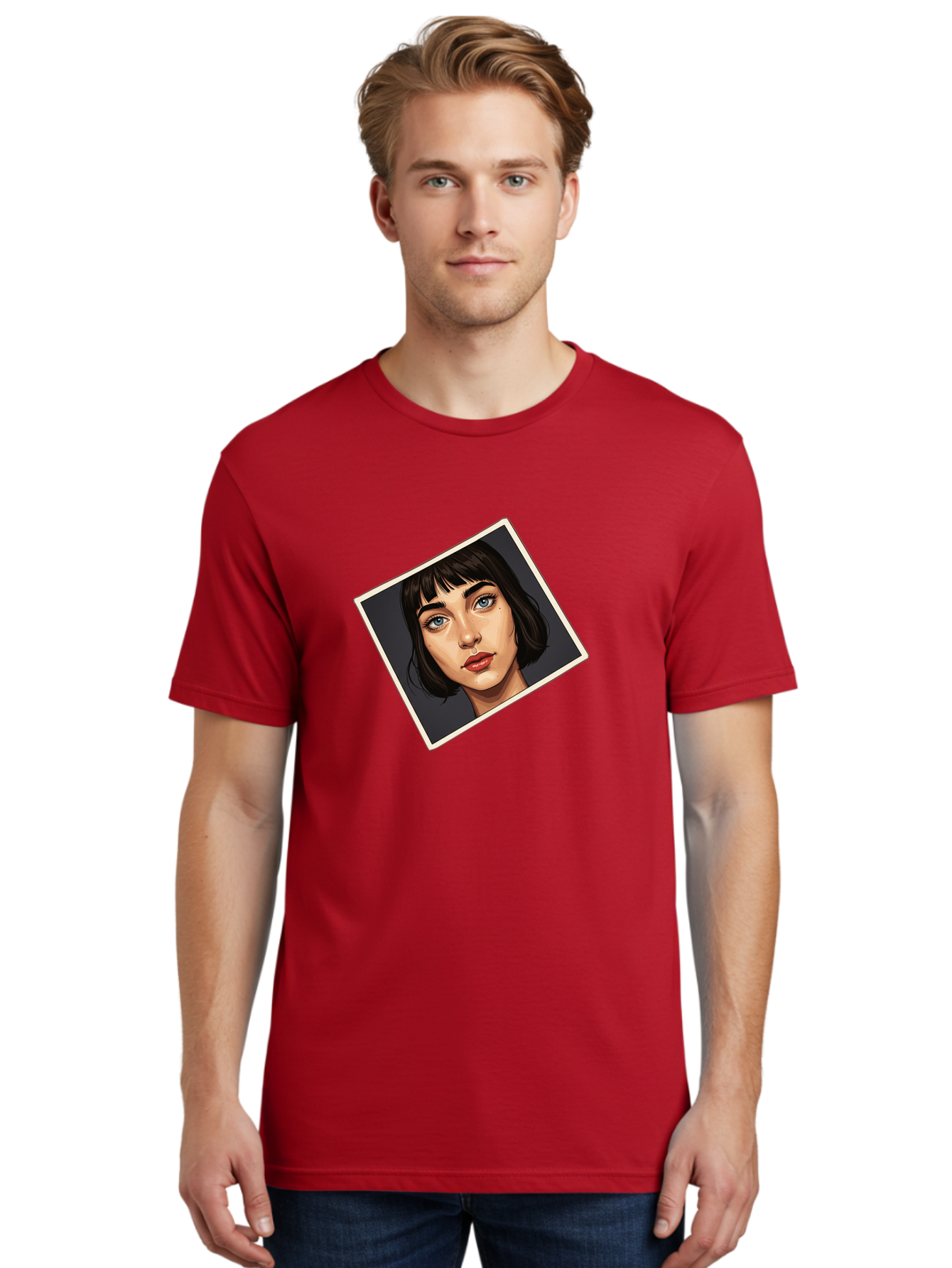 Woman-Portrait Men'S Graphic Tee, 100% Cotton, Comfortable Casual Summer Wear, Machine Washable, Vintage Camera, Old Camera, Antique Camera, Black Camera, Classic Photography, Photography Equipment, Nostalgic Device, Film Camera, Camera Art Bah394