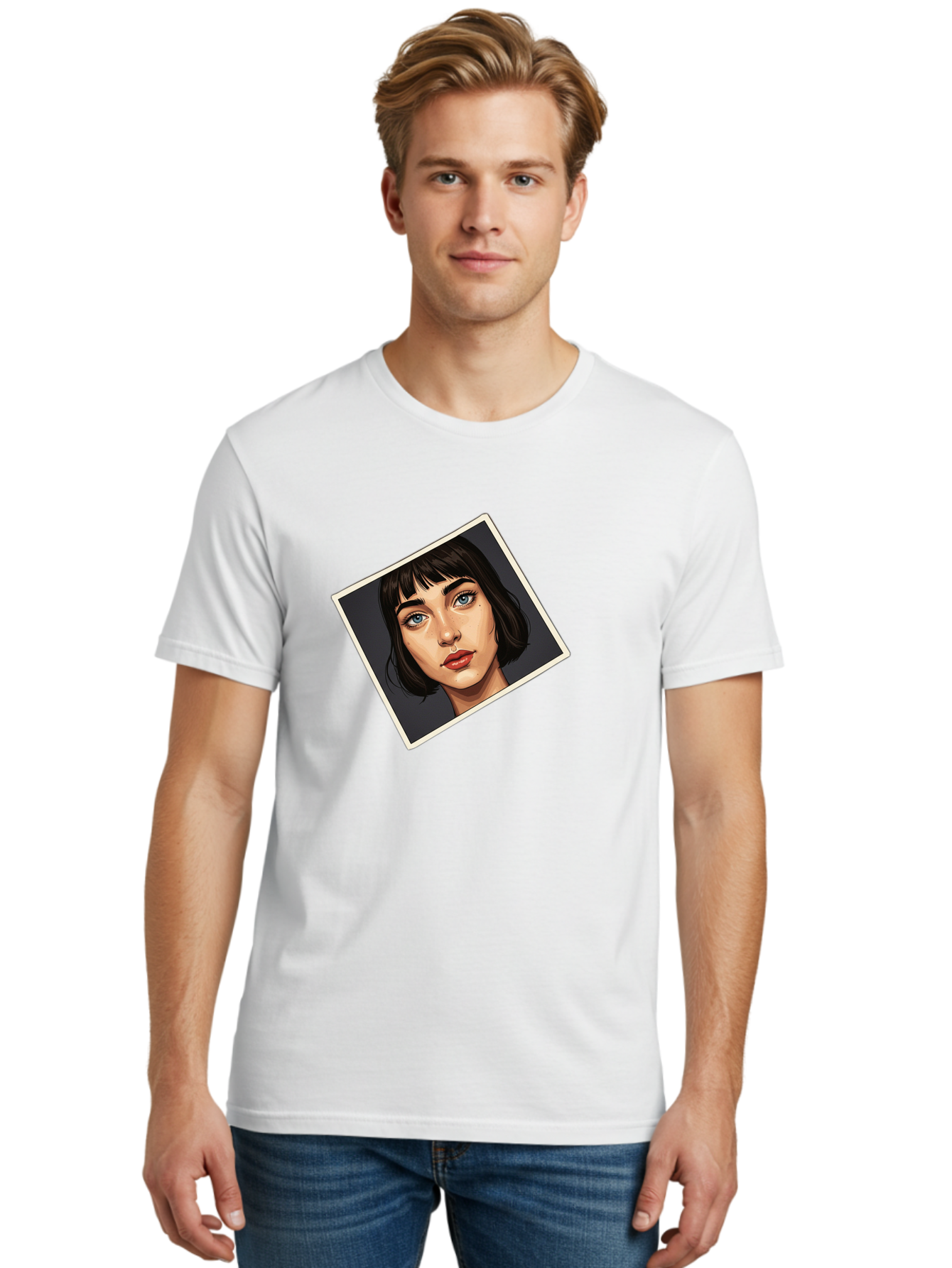 Woman-Portrait Men'S Graphic Tee, 100% Cotton, Comfortable Casual Summer Wear, Machine Washable, Vintage Camera, Old Camera, Antique Camera, Black Camera, Classic Photography, Photography Equipment, Nostalgic Device, Film Camera, Camera Art Bah394