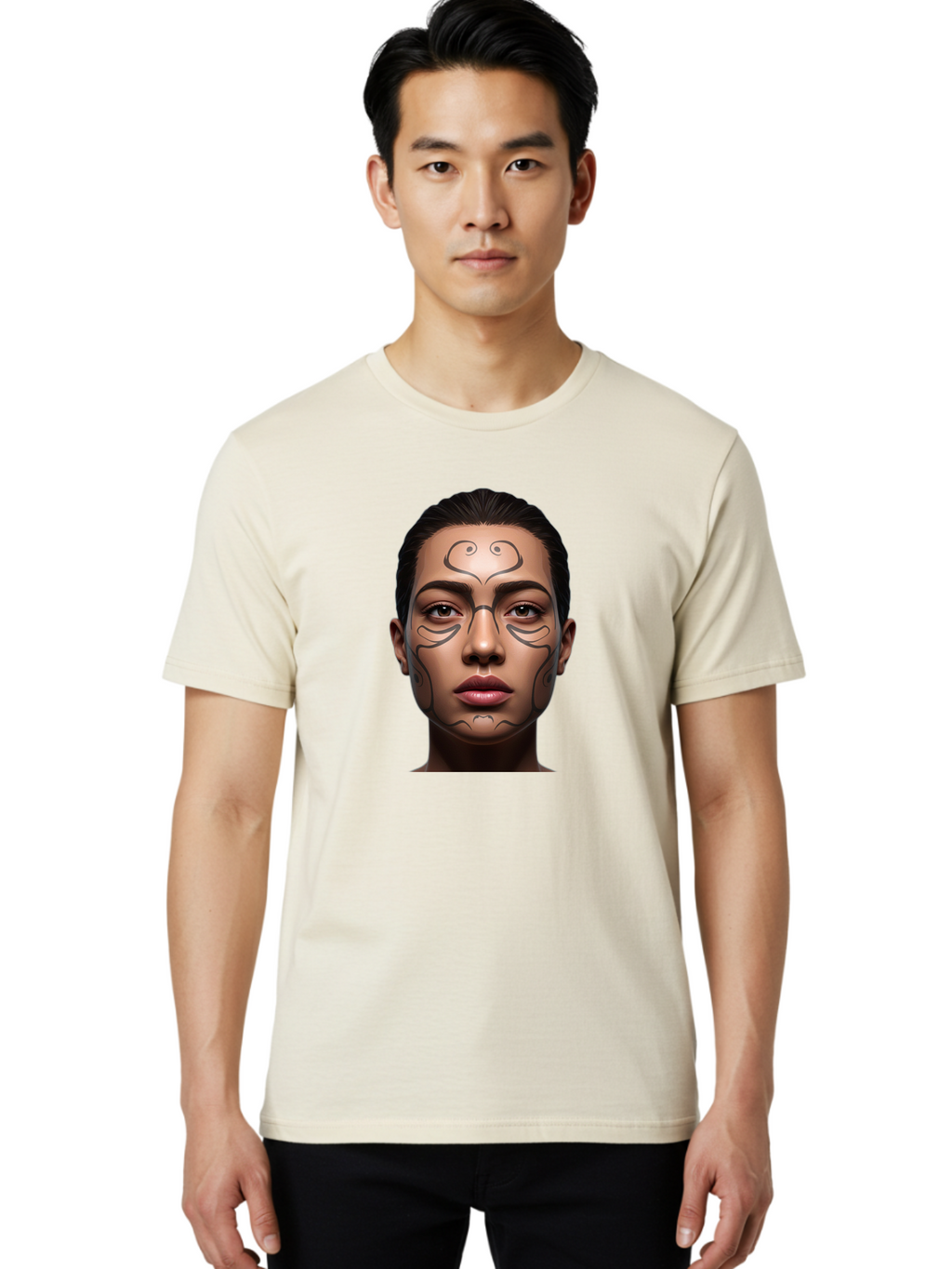 Woman-With-Tribal-Face-Paint Men'S Graphic Tee, 100% Cotton, Comfortable Casual Summer Wear, Machine Washable, Vintage Camera, Old Camera, Antique Camera, Black Camera, Classic Photography, Photography Equipment, Nostalgic Device, Film Camera, Bah396