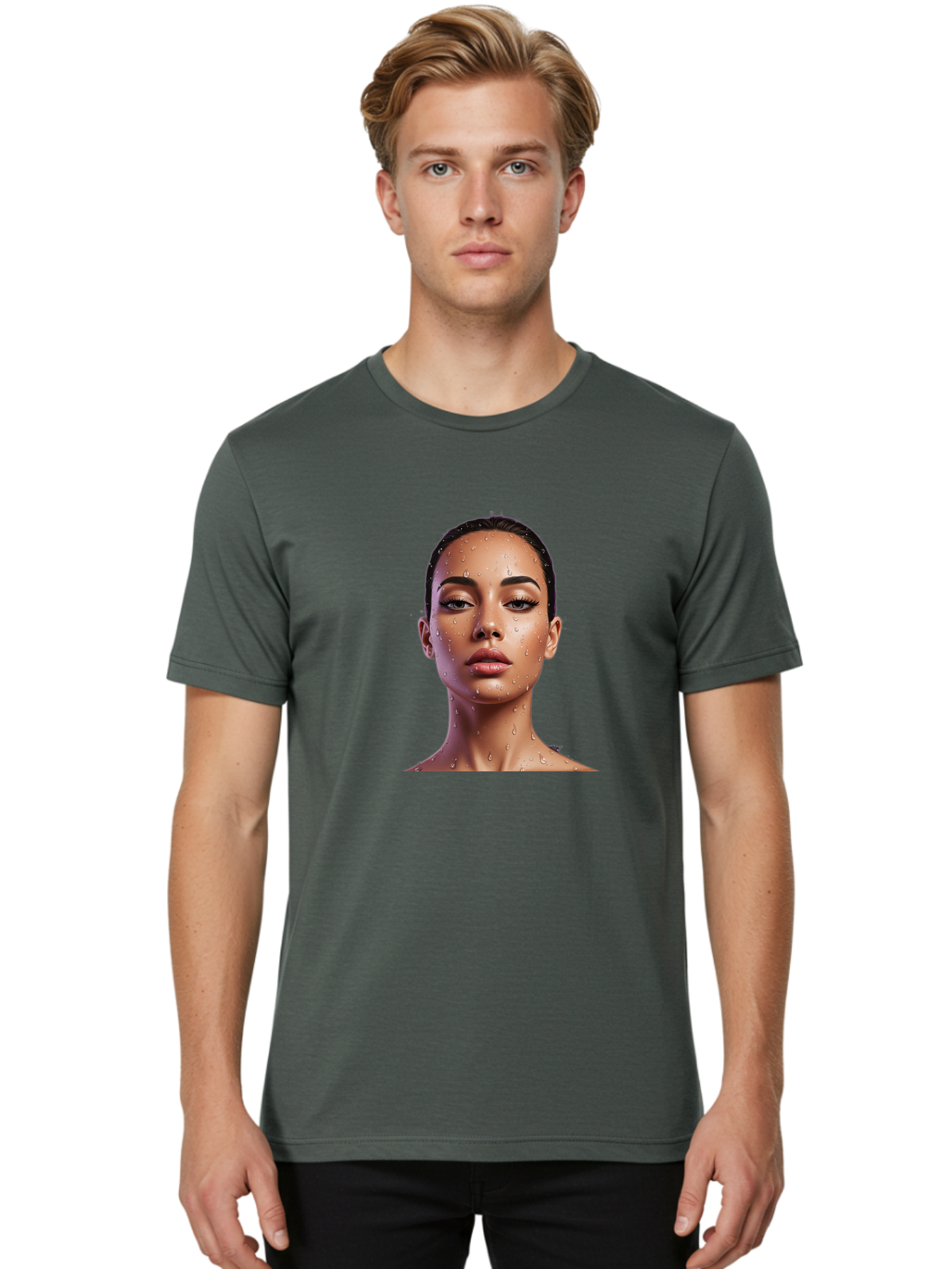Woman-With-Water-Droplets Men'S Graphic Tee, 100% Cotton, Comfortable Casual Summer Wear, Machine Washable, Vintage Camera, Old Camera, Antique Camera, Black Camera, Classic Photography, Photography Equipment, Nostalgic Device, Film Camera, Bah397