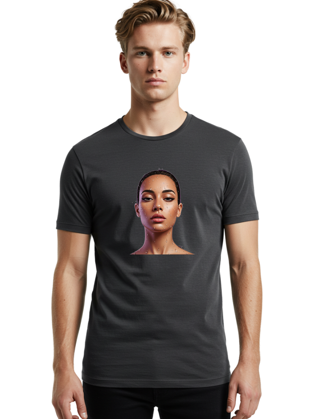 Woman-With-Water-Droplets Men'S Graphic Tee, 100% Cotton, Comfortable Casual Summer Wear, Machine Washable, Vintage Camera, Old Camera, Antique Camera, Black Camera, Classic Photography, Photography Equipment, Nostalgic Device, Film Camera, Bah397
