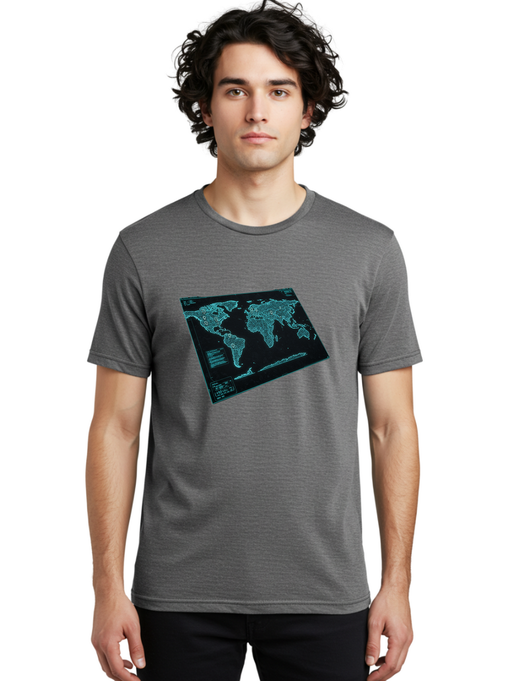 World-Map-1 Men'S Graphic Tee, 100% Cotton, Comfortable Casual Summer Wear, Machine Washable, Vintage Camera, Old Camera, Antique Camera, Black Camera, Classic Photography, Photography Equipment, Nostalgic Device, Film Camera, Camera Art Bah402