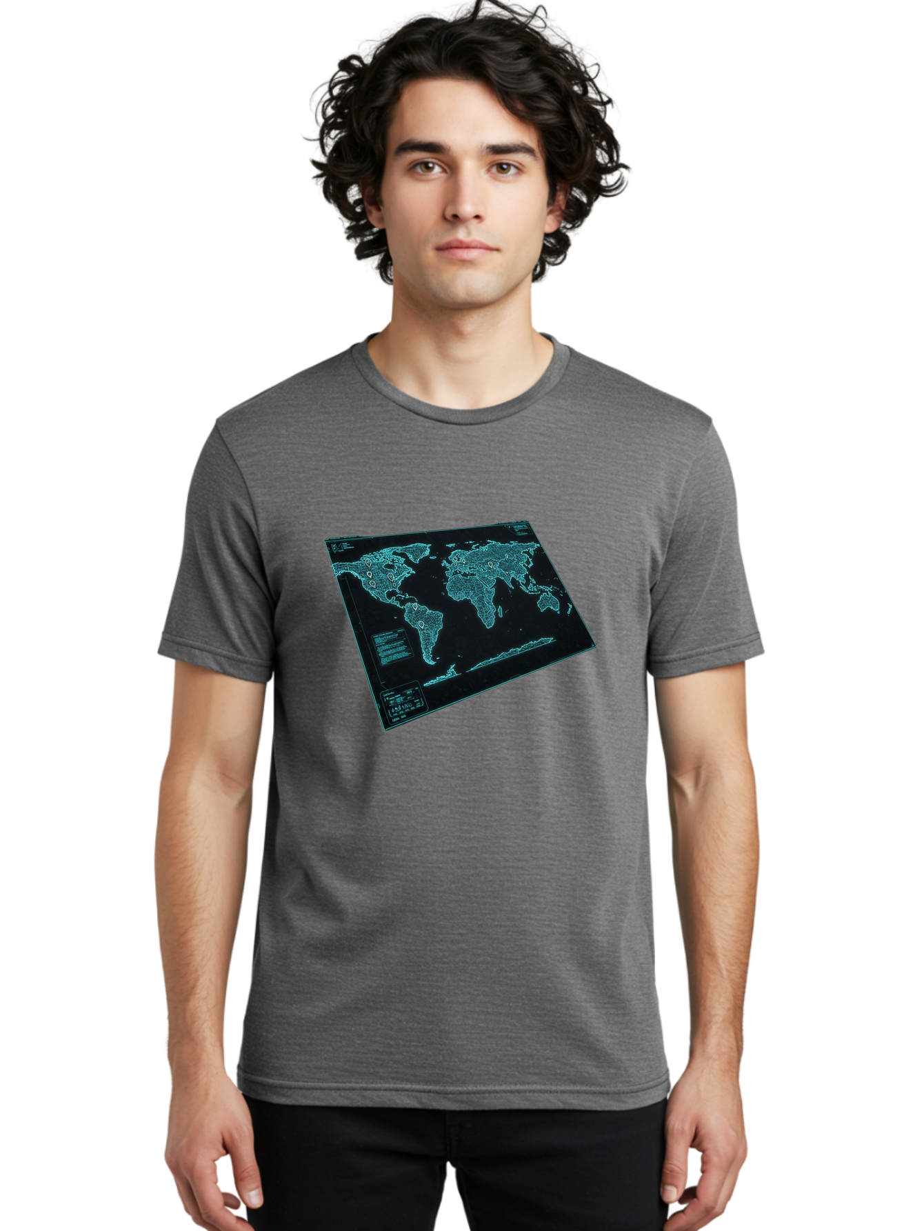World-Map-1 Men'S Graphic Tee, 100% Cotton, Comfortable Casual Summer Wear, Machine Washable, Vintage Camera, Old Camera, Antique Camera, Black Camera, Classic Photography, Photography Equipment, Nostalgic Device, Film Camera, Camera Art Bah402