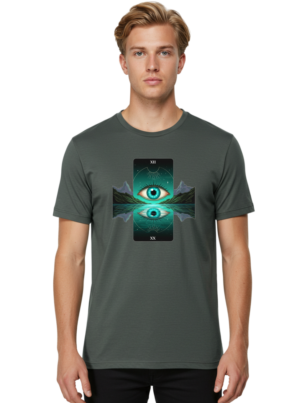 Xii-The-Moon-Tarot-Card Men'S Graphic Tee, 100% Cotton, Comfortable Casual Summer Wear, Machine Washable, Vintage Camera, Old Camera, Antique Camera, Black Camera, Classic Photography, Photography Equipment, Nostalgic Device, Film Camera, Bah407