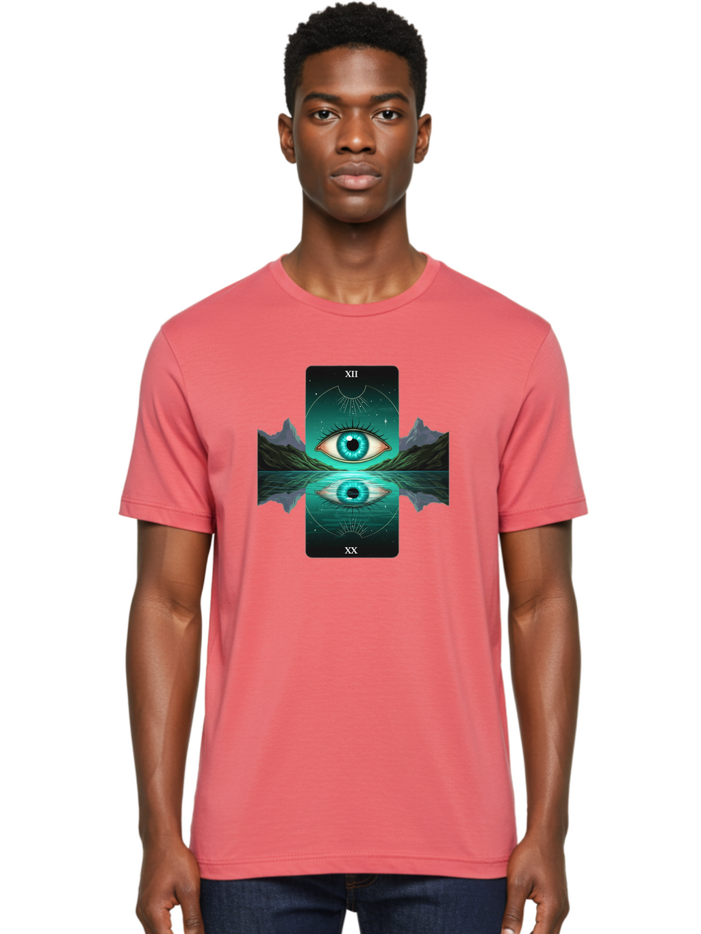 Xii-The-Moon-Tarot-Card Men'S Graphic Tee, 100% Cotton, Comfortable Casual Summer Wear, Machine Washable, Vintage Camera, Old Camera, Antique Camera, Black Camera, Classic Photography, Photography Equipment, Nostalgic Device, Film Camera, Bah407