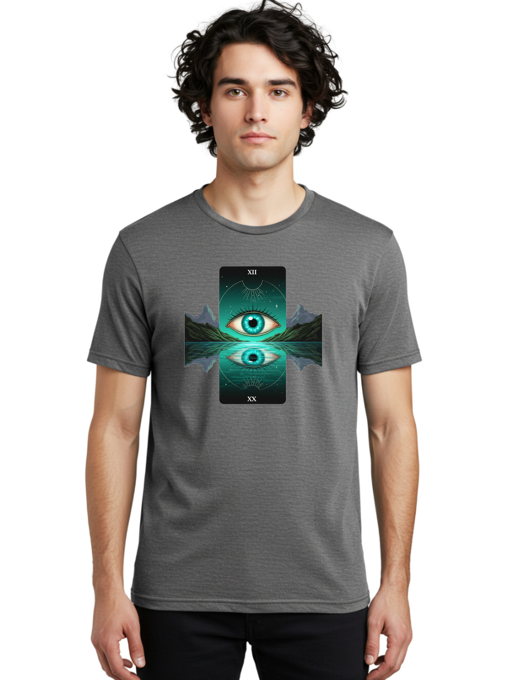 Xii-The-Moon-Tarot-Card Men'S Graphic Tee, 100% Cotton, Comfortable Casual Summer Wear, Machine Washable, Vintage Camera, Old Camera, Antique Camera, Black Camera, Classic Photography, Photography Equipment, Nostalgic Device, Film Camera, Bah407