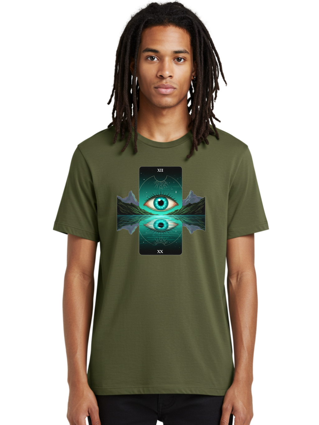 Xii-The-Moon-Tarot-Card Men'S Graphic Tee, 100% Cotton, Comfortable Casual Summer Wear, Machine Washable, Vintage Camera, Old Camera, Antique Camera, Black Camera, Classic Photography, Photography Equipment, Nostalgic Device, Film Camera, Bah407