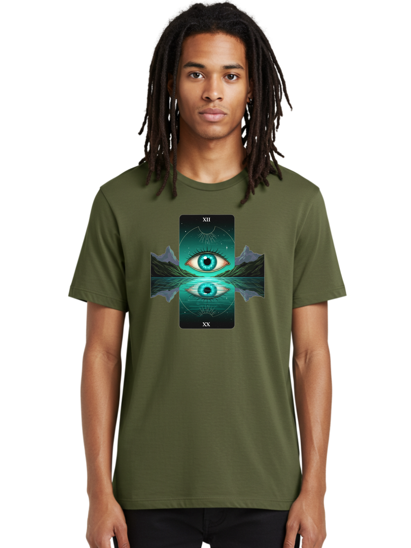 Xii-The-Moon-Tarot-Card Men'S Graphic Tee, 100% Cotton, Comfortable Casual Summer Wear, Machine Washable, Vintage Camera, Old Camera, Antique Camera, Black Camera, Classic Photography, Photography Equipment, Nostalgic Device, Film Camera, Bah407