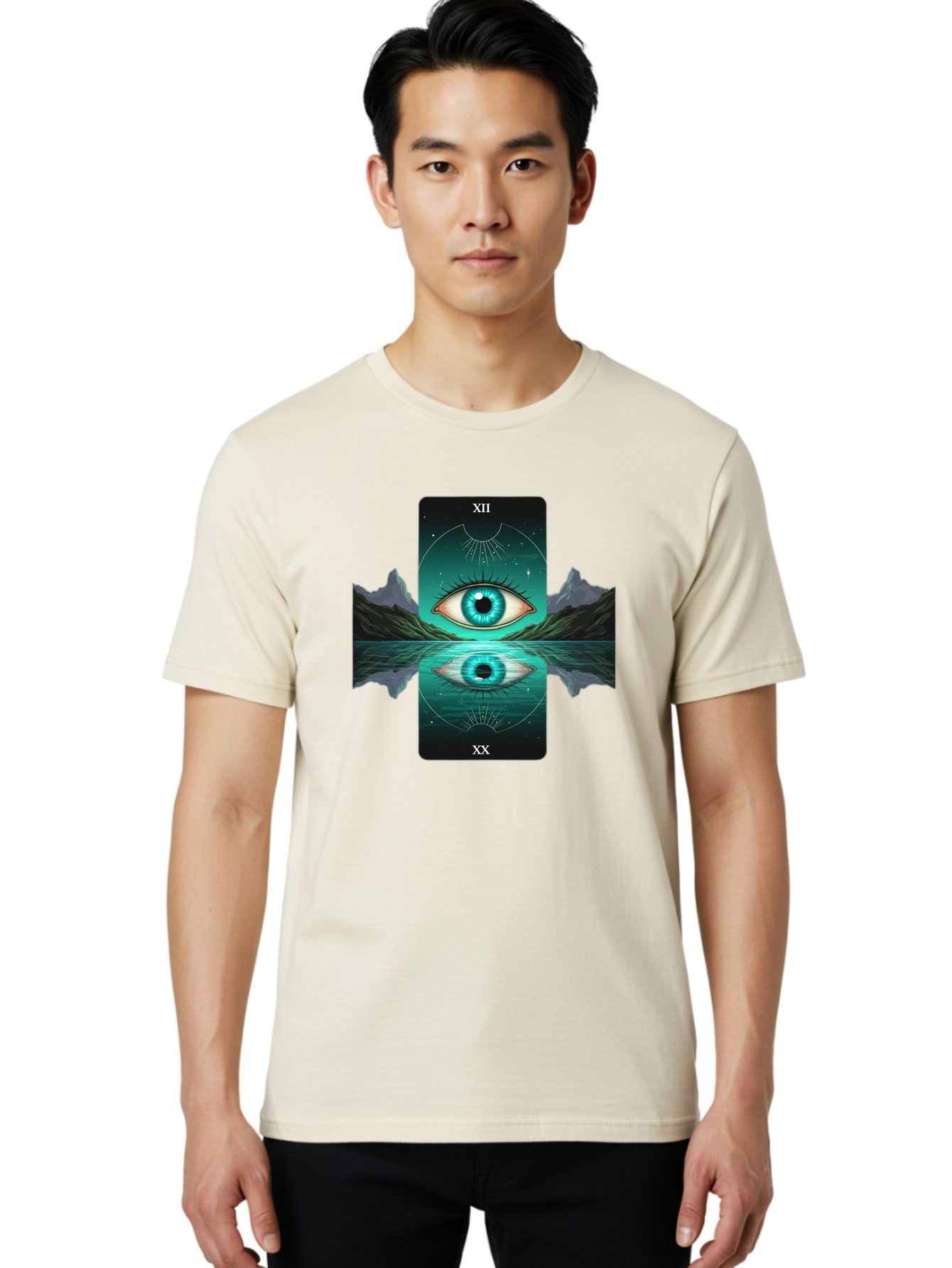 Xii-The-Moon-Tarot-Card Men'S Graphic Tee, 100% Cotton, Comfortable Casual Summer Wear, Machine Washable, Vintage Camera, Old Camera, Antique Camera, Black Camera, Classic Photography, Photography Equipment, Nostalgic Device, Film Camera, Bah407