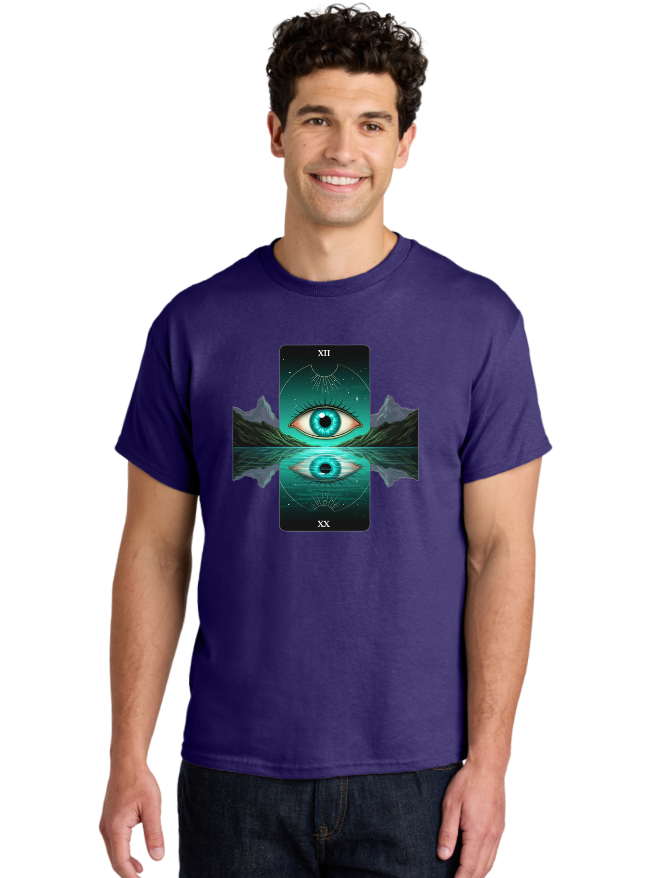 Xii-The-Moon-Tarot-Card Men'S Graphic Tee, 100% Cotton, Comfortable Casual Summer Wear, Machine Washable, Vintage Camera, Old Camera, Antique Camera, Black Camera, Classic Photography, Photography Equipment, Nostalgic Device, Film Camera, Bah407