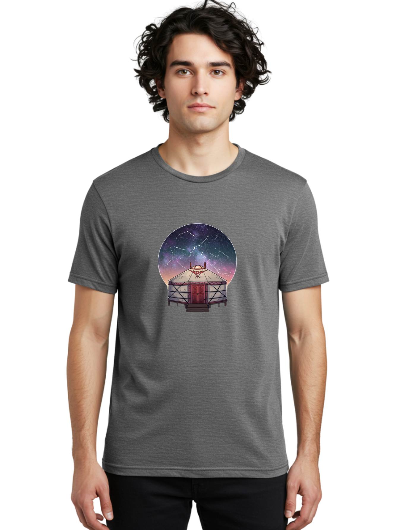 Yurt-Under-Constellations Men'S Graphic Tee, 100% Cotton, Comfortable Casual Summer Wear, Machine Washable, Vintage Camera, Old Camera, Antique Camera, Black Camera, Classic Photography, Photography Equipment, Nostalgic Device, Film Camera, Bah411