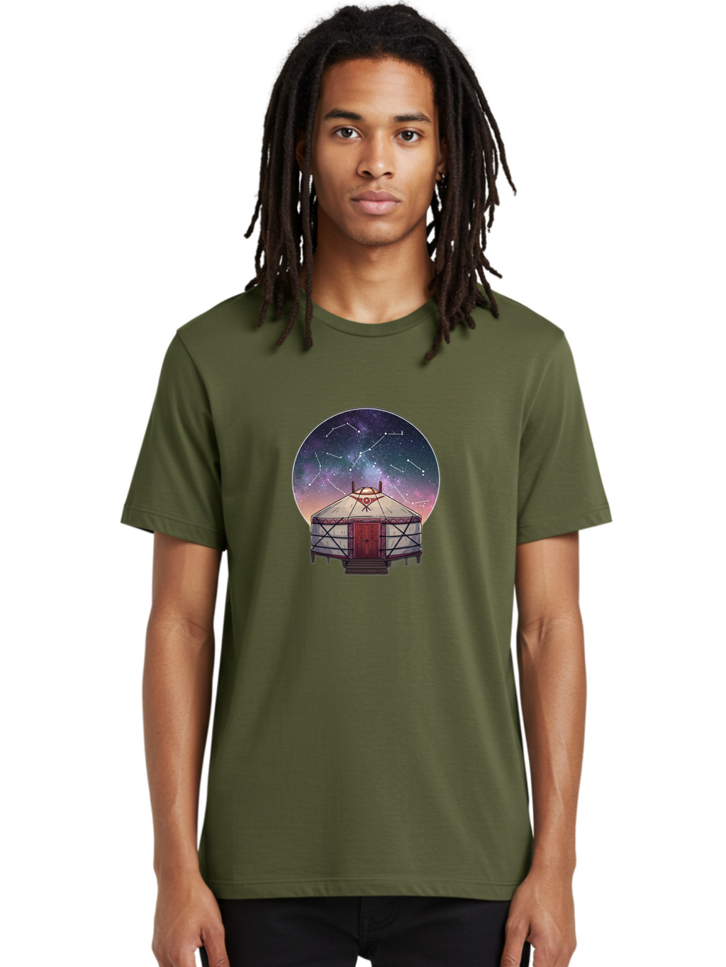 Yurt-Under-Constellations Men'S Graphic Tee, 100% Cotton, Comfortable Casual Summer Wear, Machine Washable, Vintage Camera, Old Camera, Antique Camera, Black Camera, Classic Photography, Photography Equipment, Nostalgic Device, Film Camera, Bah411