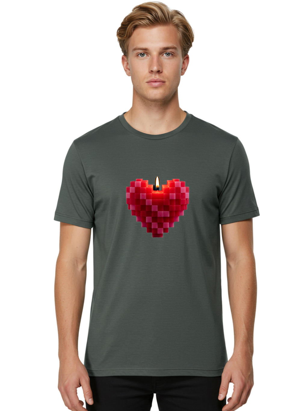 3D-Red-Heart-Candle Men'S Graphic Tee, 100% Cotton, Comfortable Casual Summer Wear, Machine Washable, Vintage Camera, Old Camera, Antique Camera, Black Camera, Classic Photography, Photography Equipment, Nostalgic Device, Film Camera, Bah419