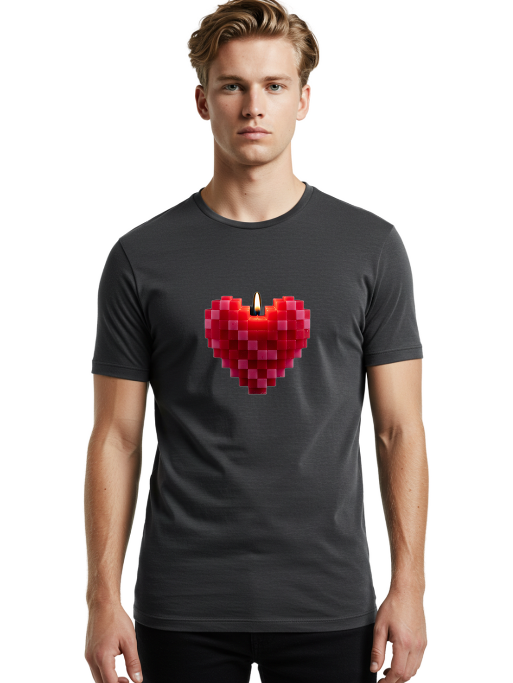 3D-Red-Heart-Candle Men'S Graphic Tee, 100% Cotton, Comfortable Casual Summer Wear, Machine Washable, Vintage Camera, Old Camera, Antique Camera, Black Camera, Classic Photography, Photography Equipment, Nostalgic Device, Film Camera, Bah419