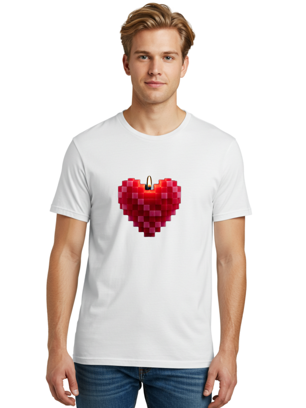 3D-Red-Heart-Candle Men'S Graphic Tee, 100% Cotton, Comfortable Casual Summer Wear, Machine Washable, Vintage Camera, Old Camera, Antique Camera, Black Camera, Classic Photography, Photography Equipment, Nostalgic Device, Film Camera, Bah419