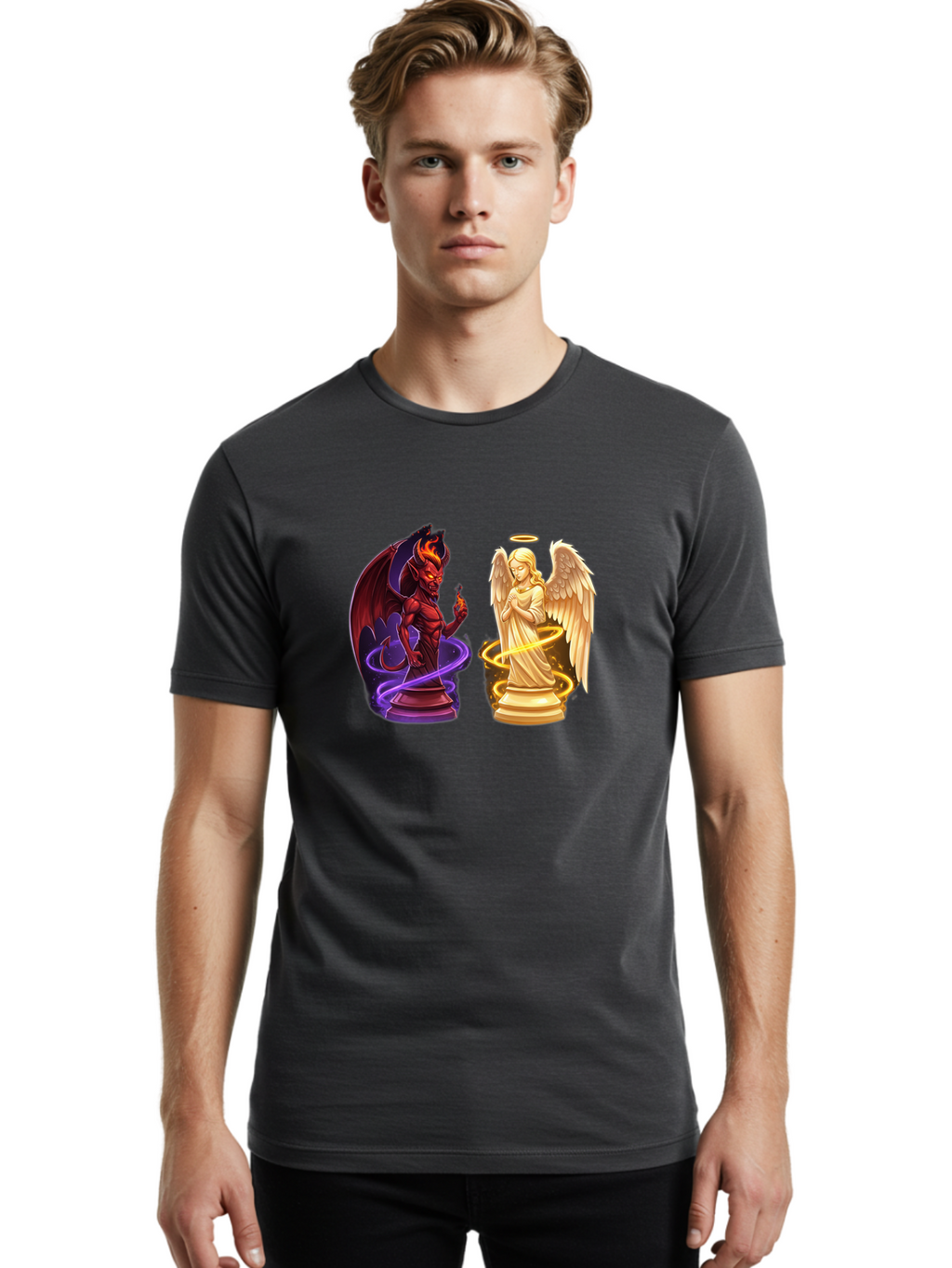 Angel-And-Demon Men'S Graphic Tee, 100% Cotton, Comfortable Casual Summer Wear, Machine Washable, Vintage Camera, Old Camera, Antique Camera, Black Camera, Classic Photography, Photography Equipment, Nostalgic Device, Film Camera, Camera Art Bah423