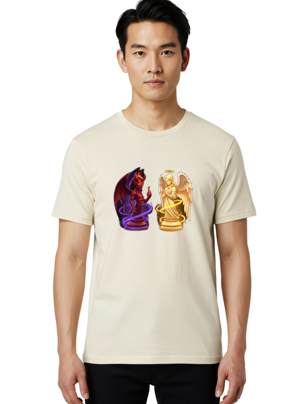 Angel-And-Demon Men'S Graphic Tee, 100% Cotton, Comfortable Casual Summer Wear, Machine Washable, Vintage Camera, Old Camera, Antique Camera, Black Camera, Classic Photography, Photography Equipment, Nostalgic Device, Film Camera, Camera Art Bah423