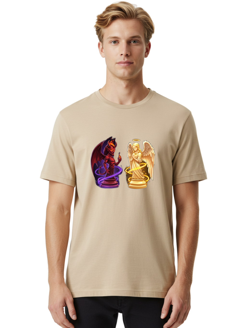 Angel-And-Demon Men'S Graphic Tee, 100% Cotton, Comfortable Casual Summer Wear, Machine Washable, Vintage Camera, Old Camera, Antique Camera, Black Camera, Classic Photography, Photography Equipment, Nostalgic Device, Film Camera, Camera Art Bah423
