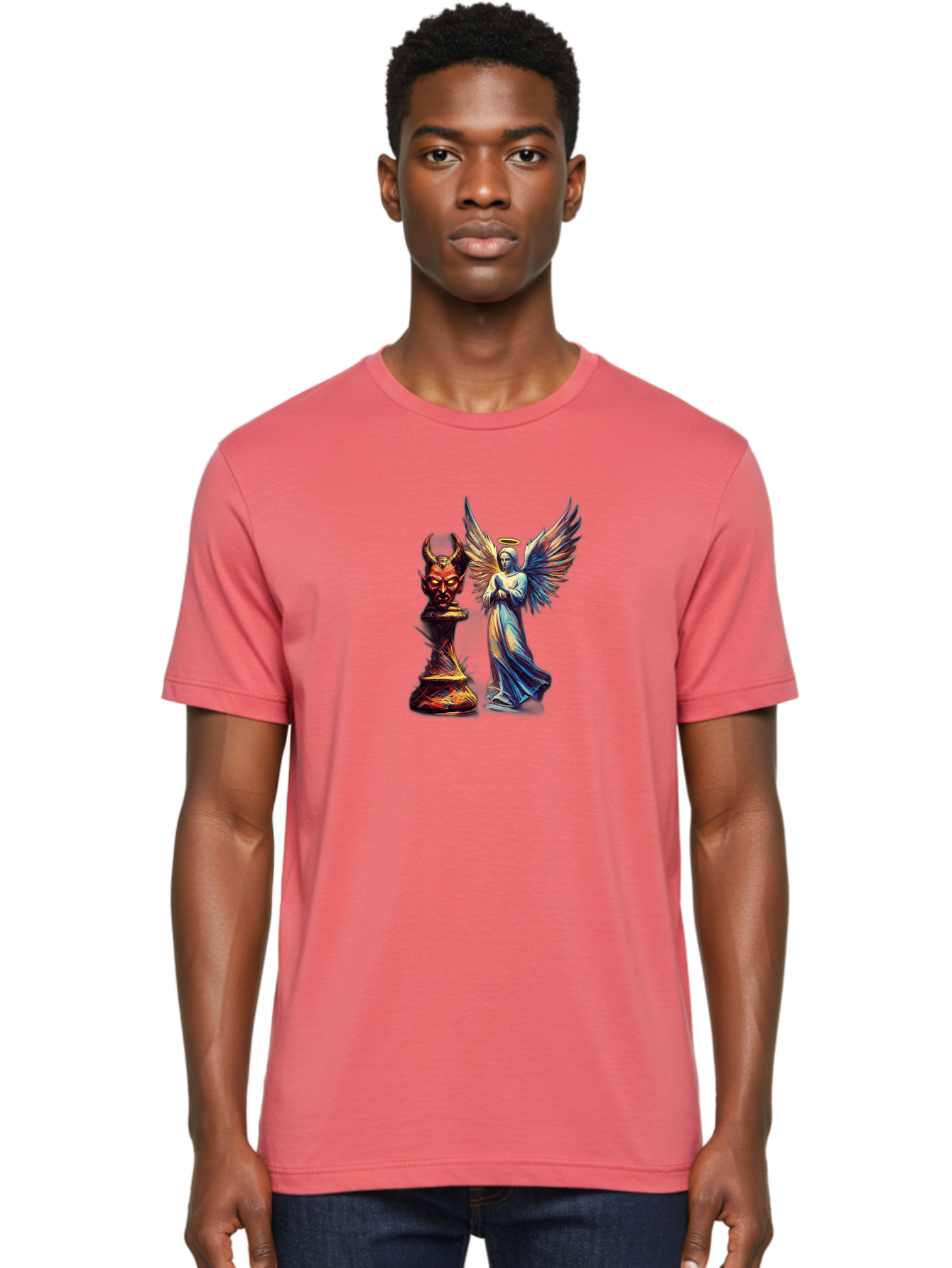 Angel-And-Devil-Chess-Pieces Men'S Graphic Tee, 100% Cotton, Comfortable Casual Summer Wear, Machine Washable, Vintage Camera, Old Camera, Antique Camera, Black Camera, Classic Photography, Photography Equipment, Nostalgic Device, Film Camera, Bah424