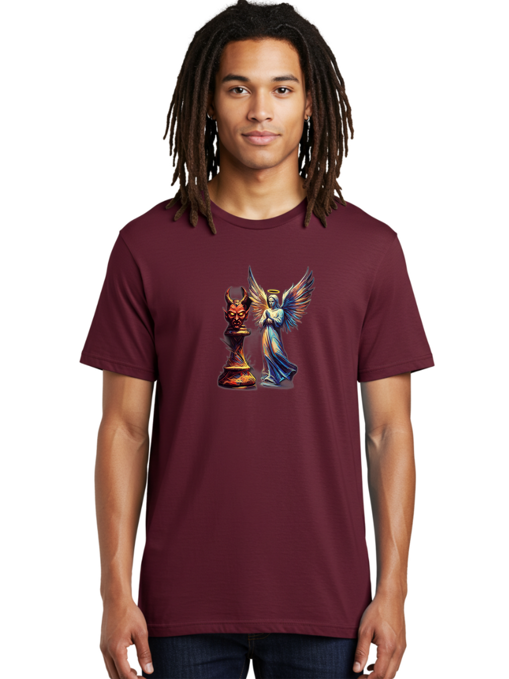 Angel-And-Devil-Chess-Pieces Men'S Graphic Tee, 100% Cotton, Comfortable Casual Summer Wear, Machine Washable, Vintage Camera, Old Camera, Antique Camera, Black Camera, Classic Photography, Photography Equipment, Nostalgic Device, Film Camera, Bah424