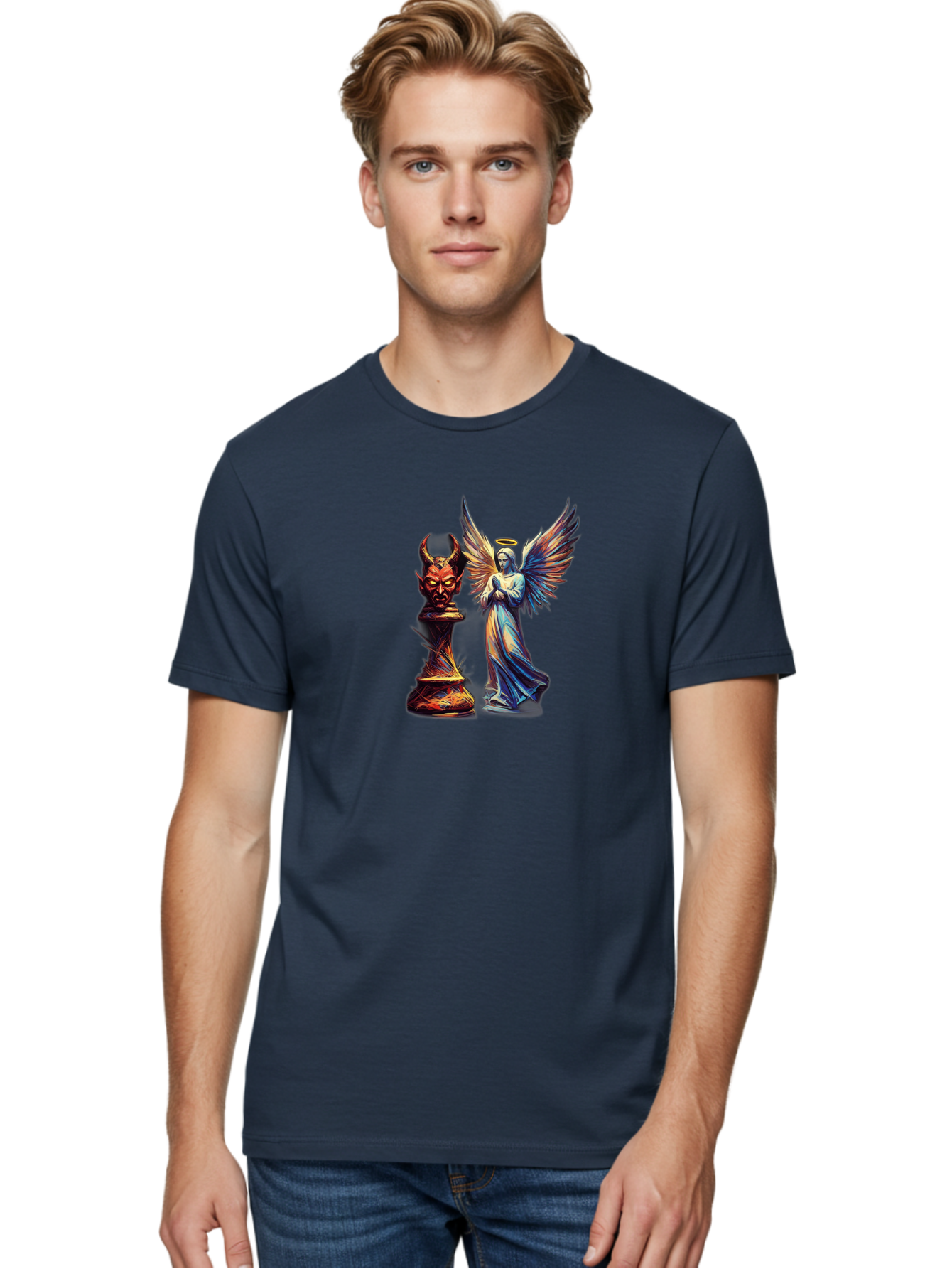 Angel-And-Devil-Chess-Pieces Men'S Graphic Tee, 100% Cotton, Comfortable Casual Summer Wear, Machine Washable, Vintage Camera, Old Camera, Antique Camera, Black Camera, Classic Photography, Photography Equipment, Nostalgic Device, Film Camera, Bah424