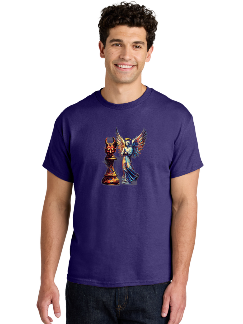 Angel-And-Devil-Chess-Pieces Men'S Graphic Tee, 100% Cotton, Comfortable Casual Summer Wear, Machine Washable, Vintage Camera, Old Camera, Antique Camera, Black Camera, Classic Photography, Photography Equipment, Nostalgic Device, Film Camera, Bah424