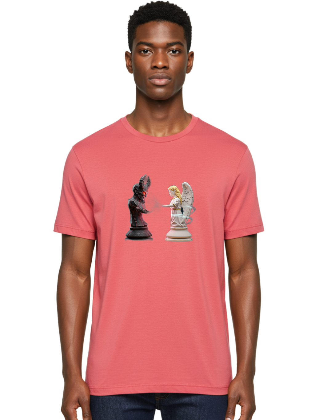 Angel-Vs-Demon-Chess Men'S Graphic Tee, 100% Cotton, Comfortable Casual Summer Wear, Machine Washable, Vintage Camera, Old Camera, Antique Camera, Black Camera, Classic Photography, Photography Equipment, Nostalgic Device, Film Camera, Bah425