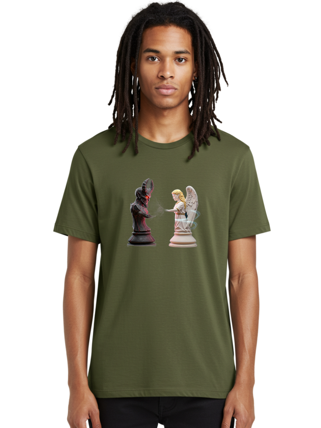 Angel-Vs-Demon-Chess Men'S Graphic Tee, 100% Cotton, Comfortable Casual Summer Wear, Machine Washable, Vintage Camera, Old Camera, Antique Camera, Black Camera, Classic Photography, Photography Equipment, Nostalgic Device, Film Camera, Bah425