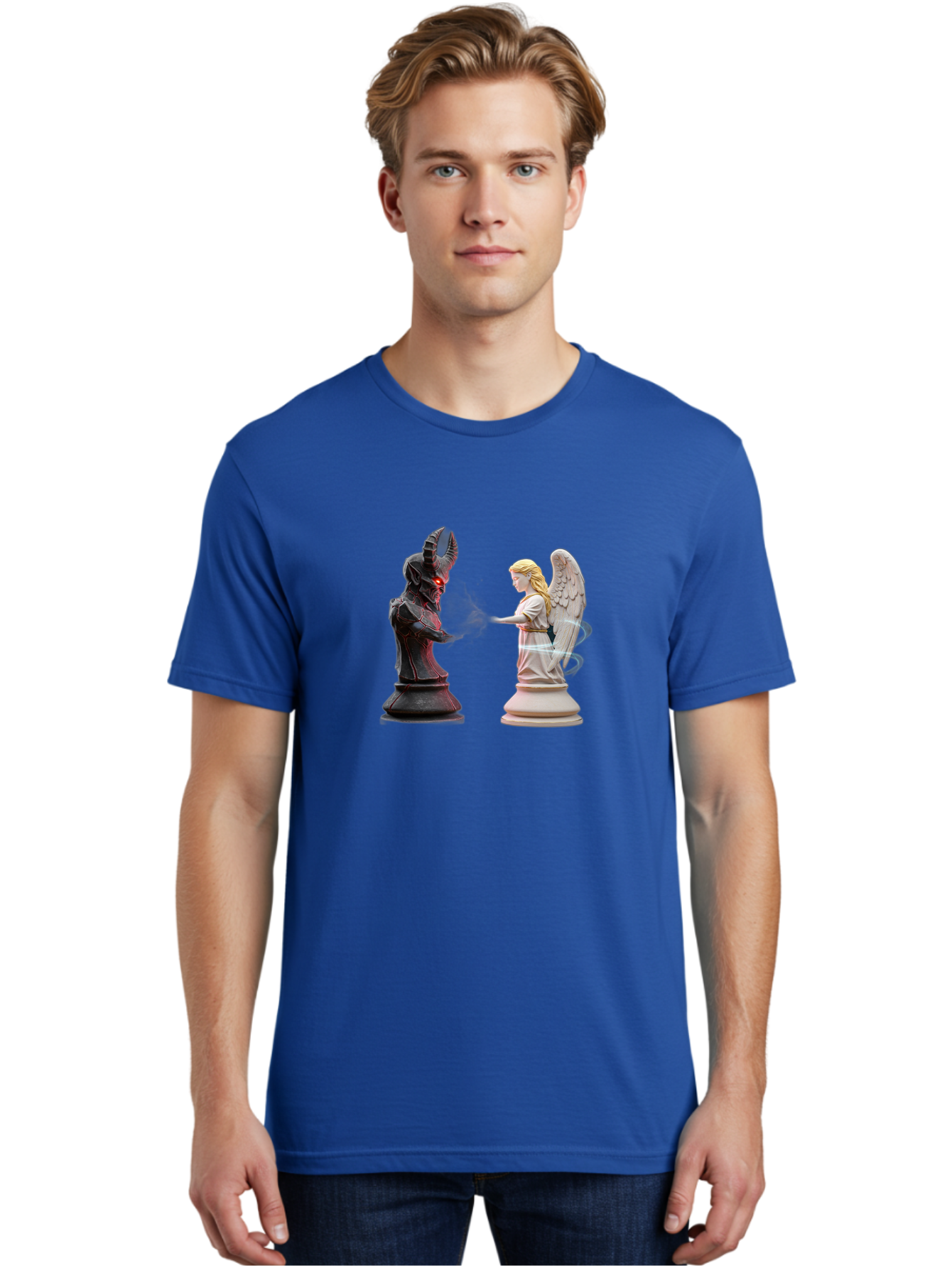 Angel-Vs-Demon-Chess Men'S Graphic Tee, 100% Cotton, Comfortable Casual Summer Wear, Machine Washable, Vintage Camera, Old Camera, Antique Camera, Black Camera, Classic Photography, Photography Equipment, Nostalgic Device, Film Camera, Bah425