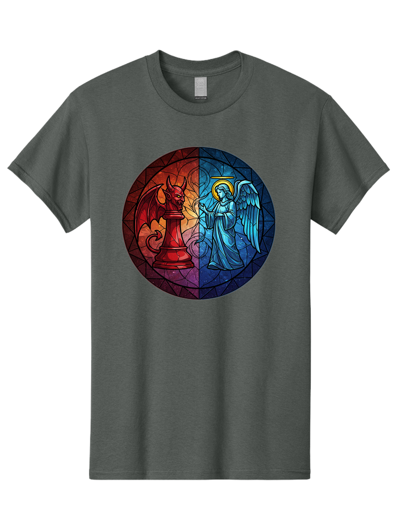 Angel-Vs-Devil-Chess-Piece Men'S Graphic Tee, 100% Cotton, Comfortable Casual Summer Wear, Machine Washable, Vintage Camera, Old Camera, Antique Camera, Black Camera, Classic Photography, Photography Equipment, Nostalgic Device, Film Camera, Bah428