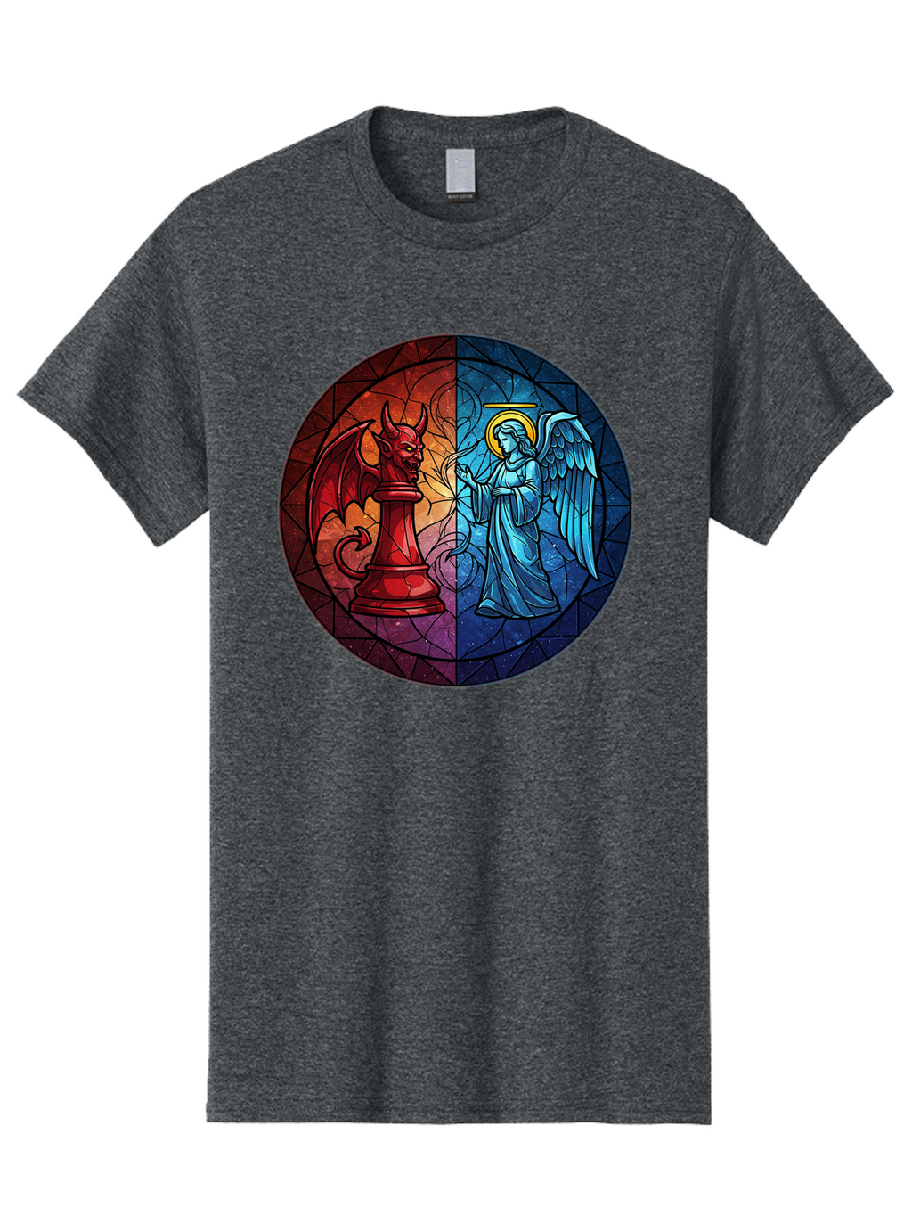 Angel-Vs-Devil-Chess-Piece Men'S Graphic Tee, 100% Cotton, Comfortable Casual Summer Wear, Machine Washable, Vintage Camera, Old Camera, Antique Camera, Black Camera, Classic Photography, Photography Equipment, Nostalgic Device, Film Camera, Bah428