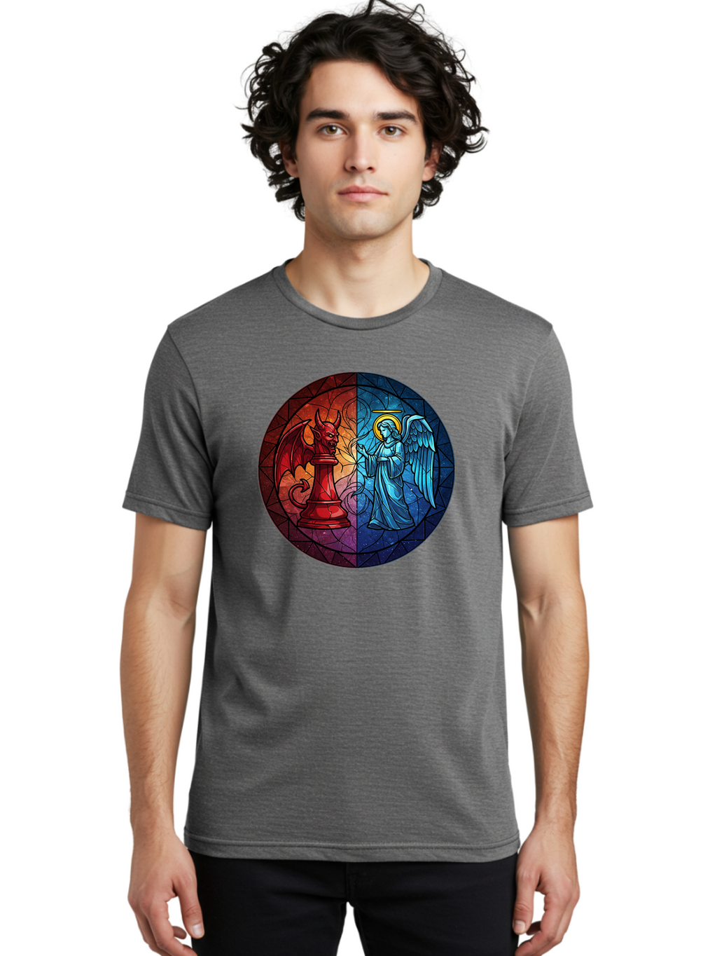 Angel-Vs-Devil-Chess-Piece Men'S Graphic Tee, 100% Cotton, Comfortable Casual Summer Wear, Machine Washable, Vintage Camera, Old Camera, Antique Camera, Black Camera, Classic Photography, Photography Equipment, Nostalgic Device, Film Camera, Bah428