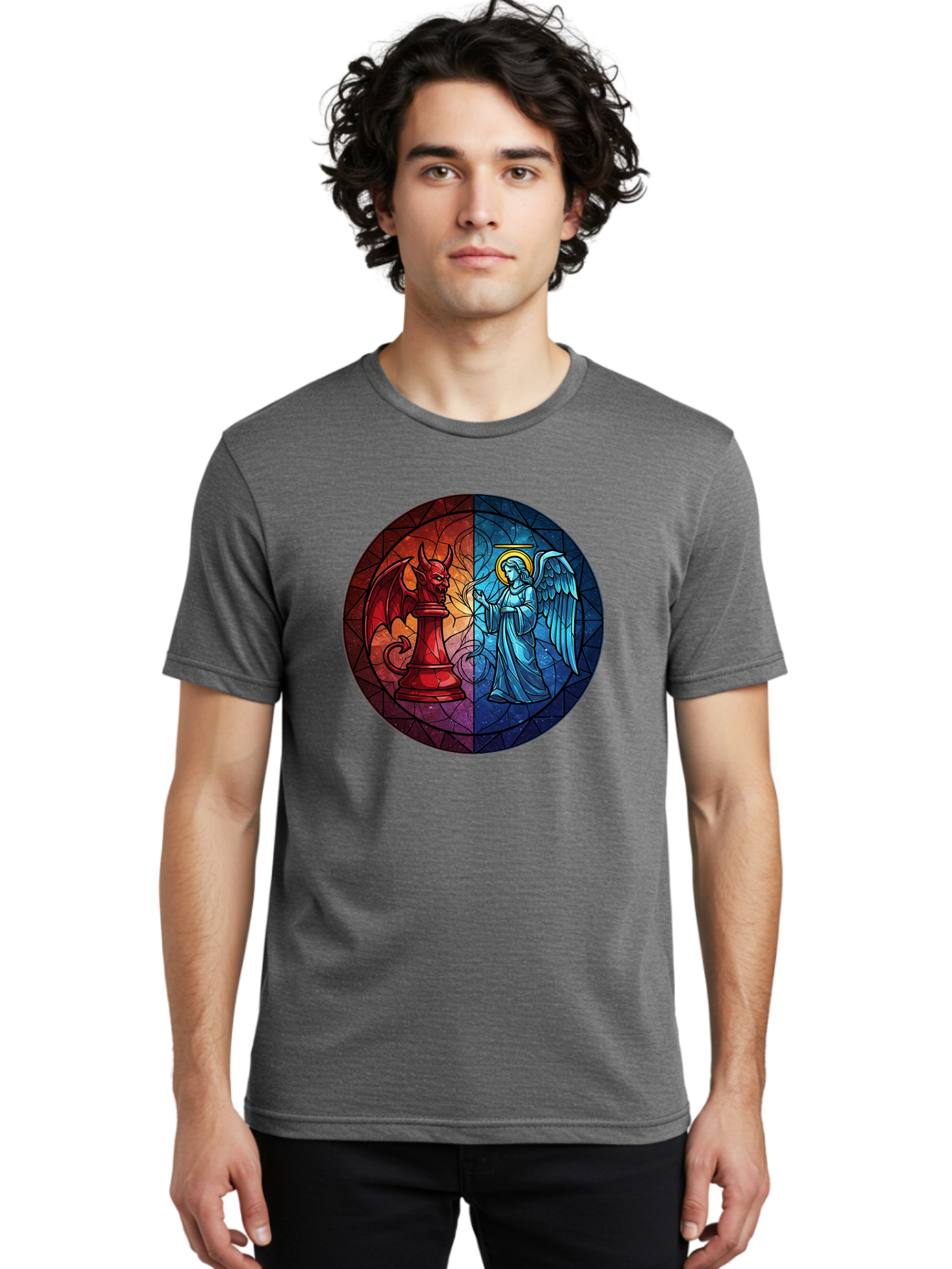 Angel-Vs-Devil-Chess-Piece Men'S Graphic Tee, 100% Cotton, Comfortable Casual Summer Wear, Machine Washable, Vintage Camera, Old Camera, Antique Camera, Black Camera, Classic Photography, Photography Equipment, Nostalgic Device, Film Camera, Bah428