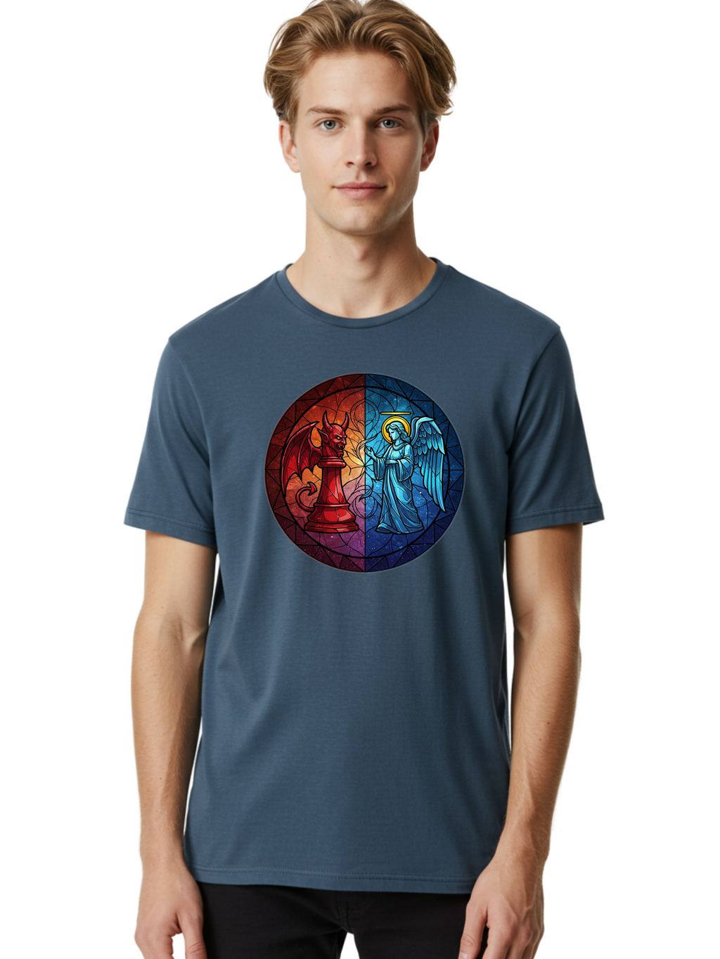 Angel-Vs-Devil-Chess-Piece Men'S Graphic Tee, 100% Cotton, Comfortable Casual Summer Wear, Machine Washable, Vintage Camera, Old Camera, Antique Camera, Black Camera, Classic Photography, Photography Equipment, Nostalgic Device, Film Camera, Bah428