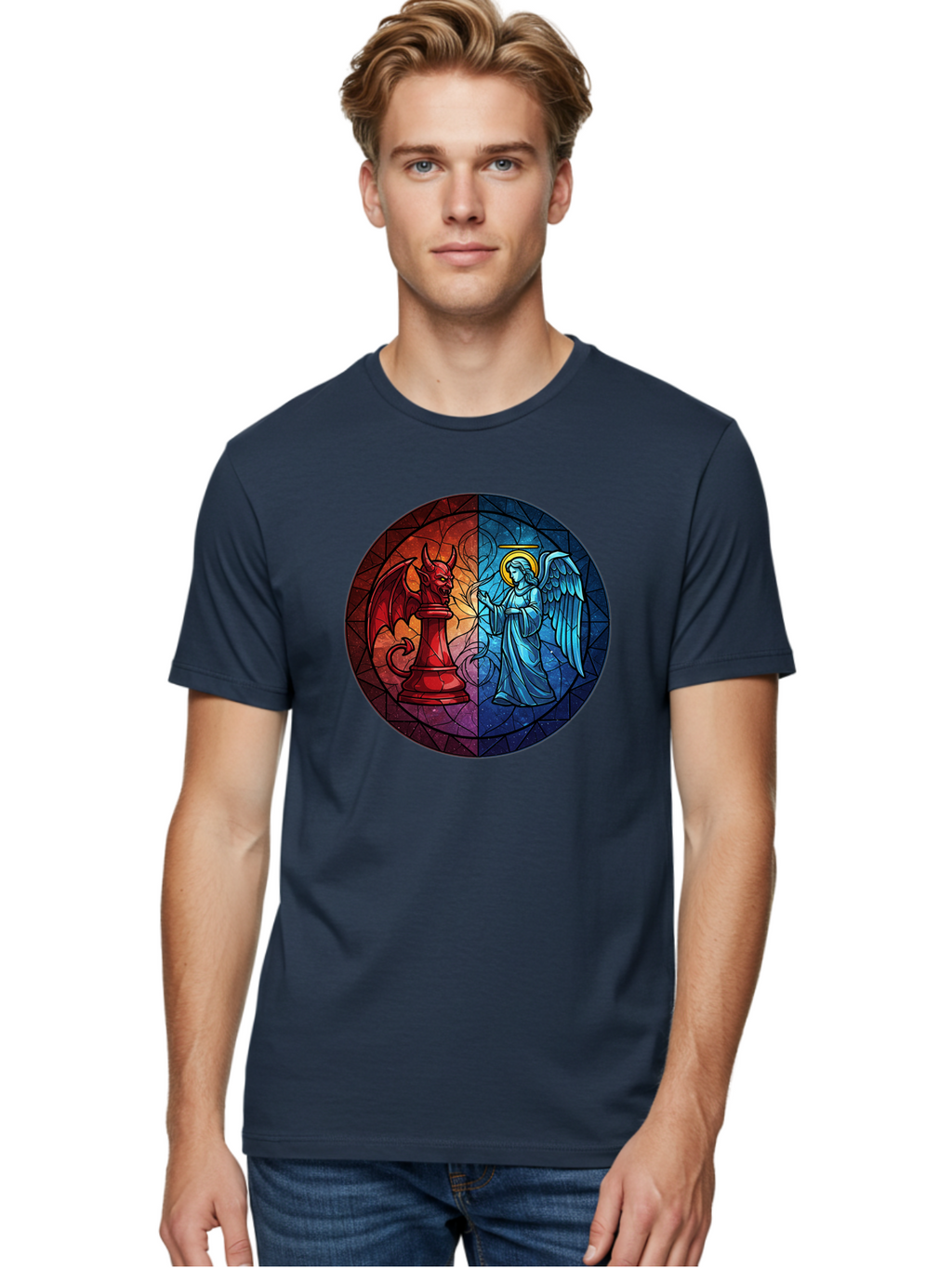Angel-Vs-Devil-Chess-Piece Men'S Graphic Tee, 100% Cotton, Comfortable Casual Summer Wear, Machine Washable, Vintage Camera, Old Camera, Antique Camera, Black Camera, Classic Photography, Photography Equipment, Nostalgic Device, Film Camera, Bah428