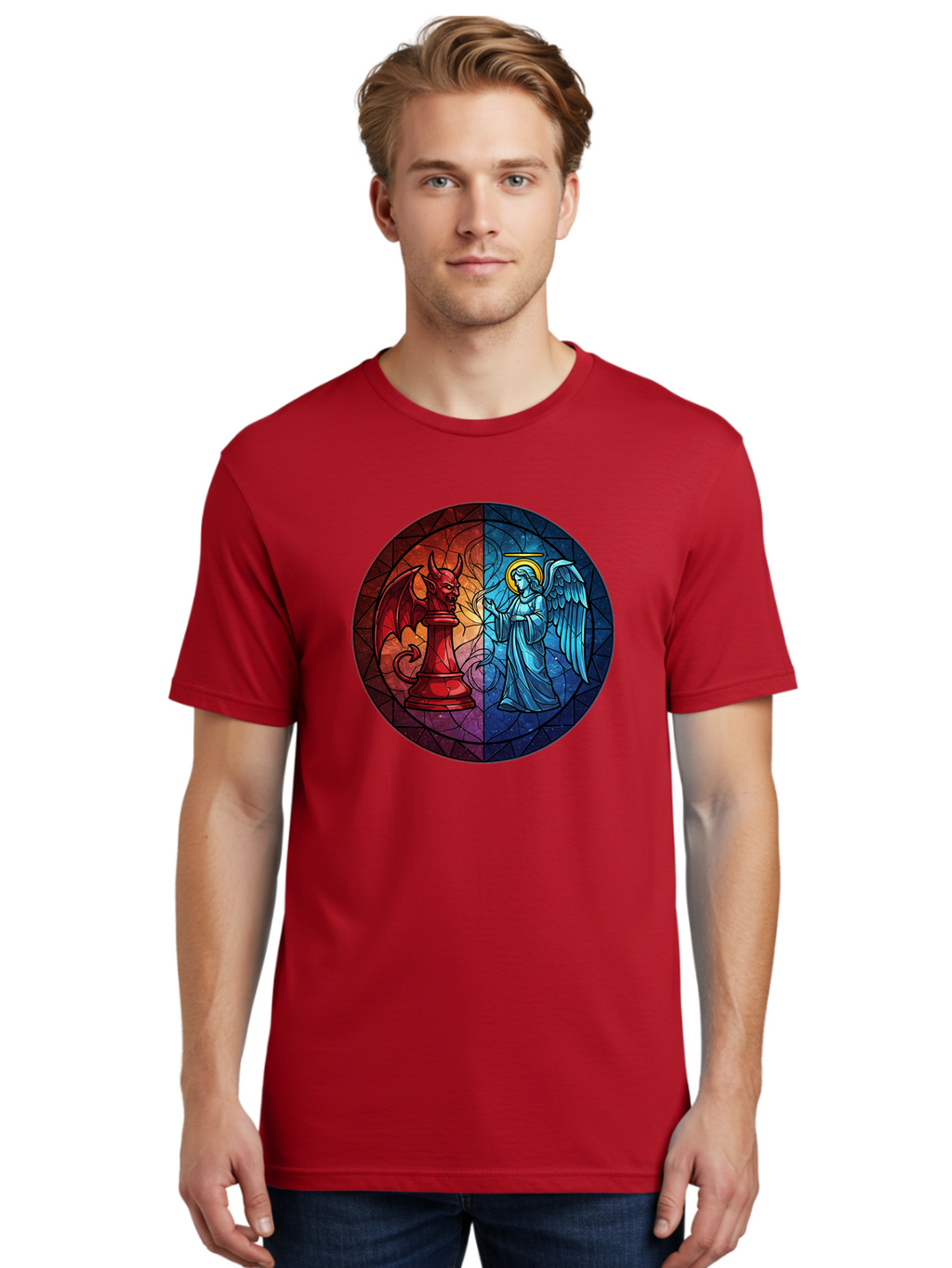 Angel-Vs-Devil-Chess-Piece Men'S Graphic Tee, 100% Cotton, Comfortable Casual Summer Wear, Machine Washable, Vintage Camera, Old Camera, Antique Camera, Black Camera, Classic Photography, Photography Equipment, Nostalgic Device, Film Camera, Bah428